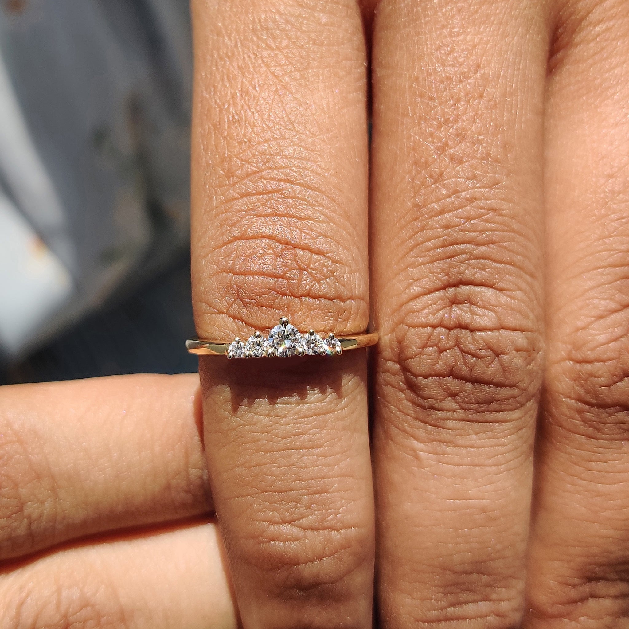 5 Stone Wedding Band - Round Diamonds