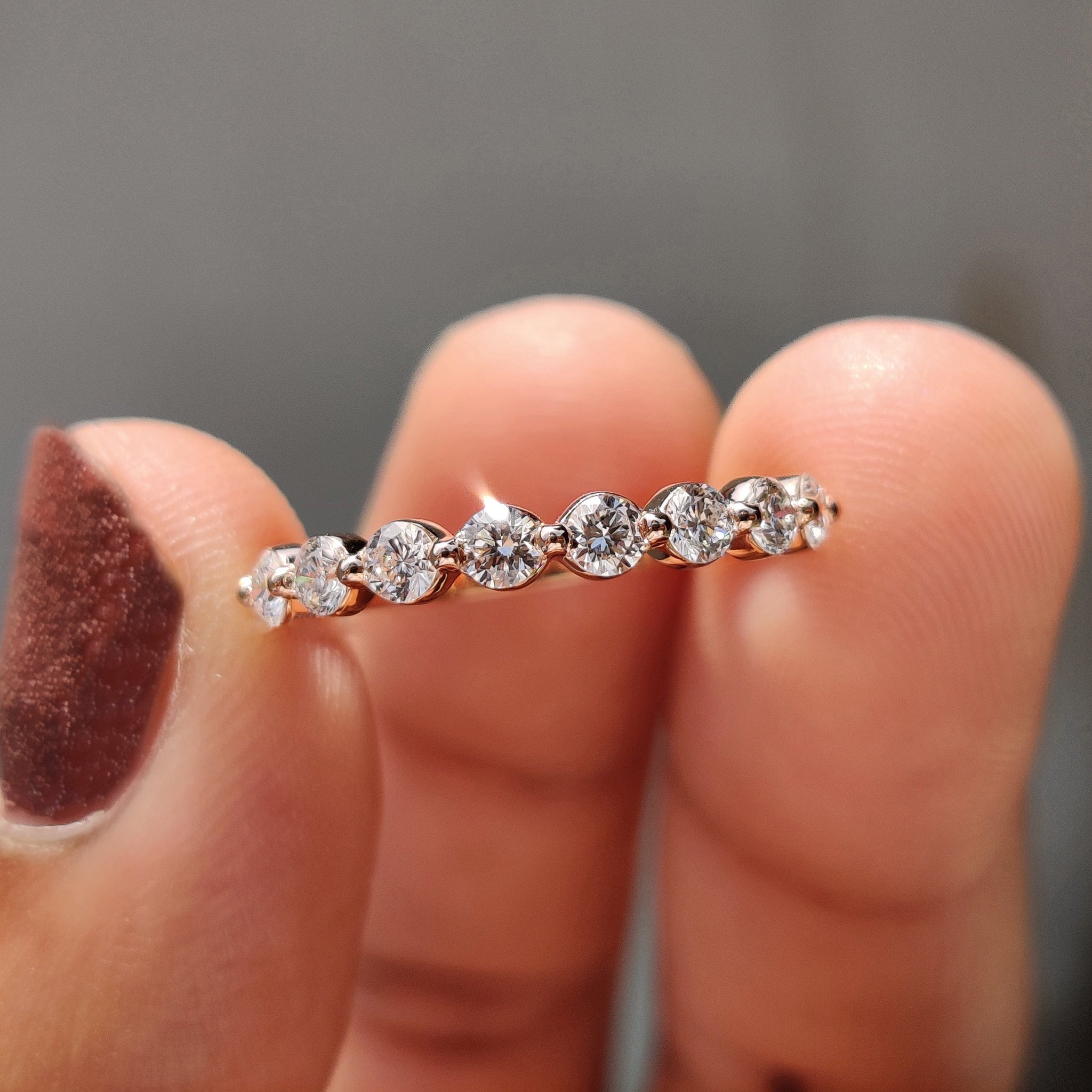 Shared Prong Wedding Band - Brilliant Cut Diamond