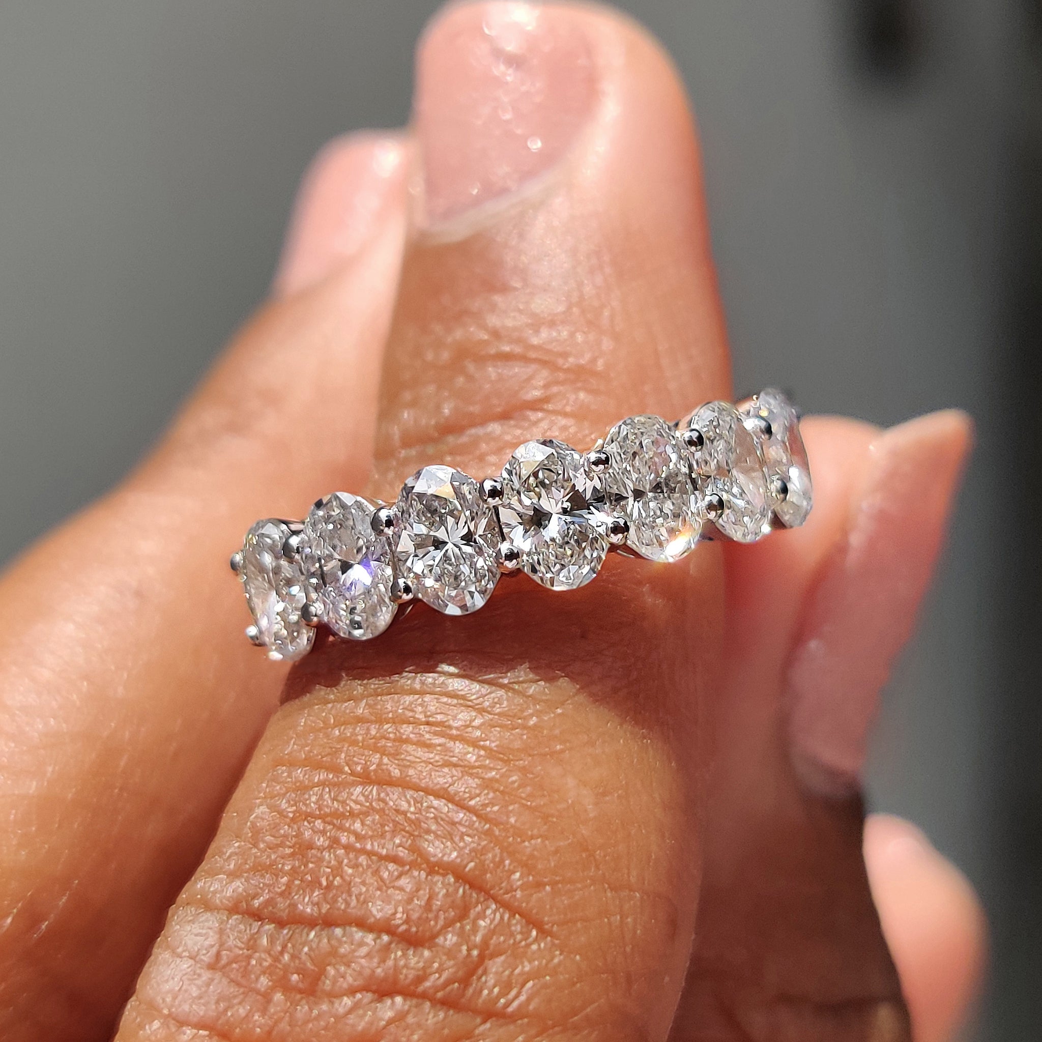 Oval Wedding Band In White Gold