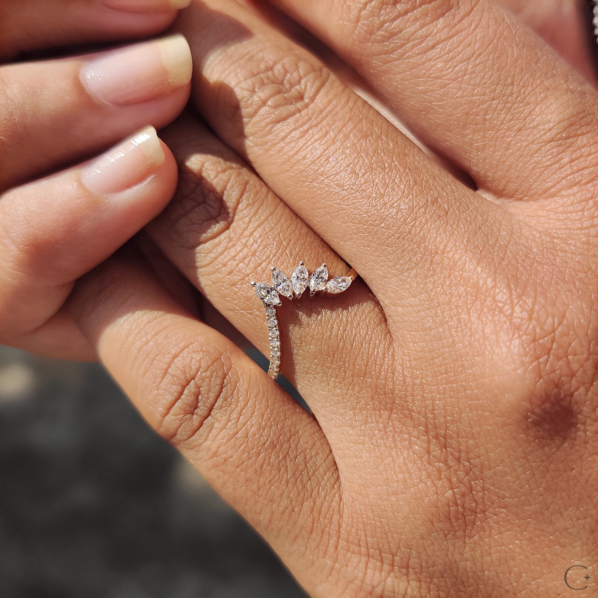 Tiara Wedding Band in Marquise and Round Diamond