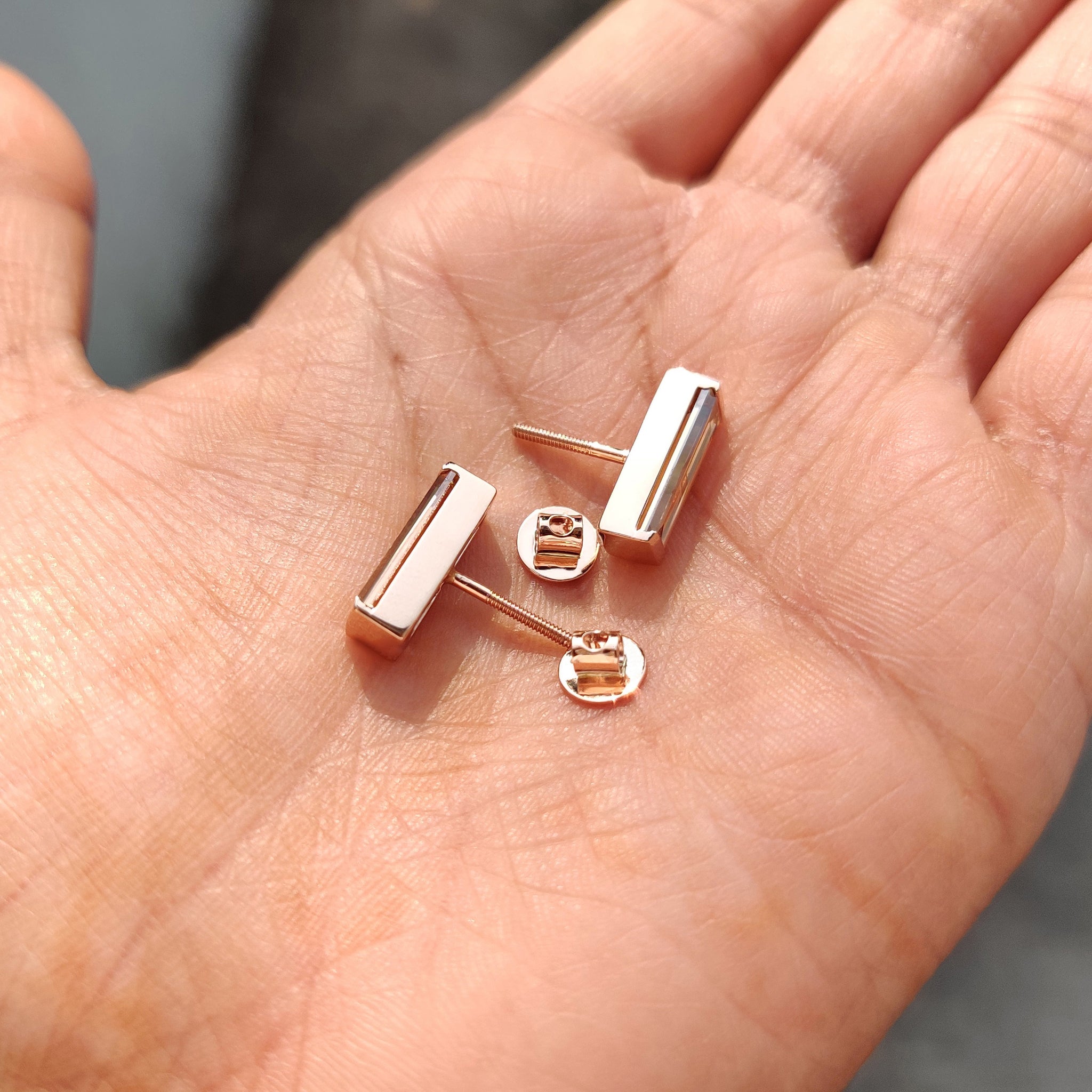 Bar Setting Earrings featuring Champagne Baguette Cut Earrings for Women Unique Wedding Gifts.
