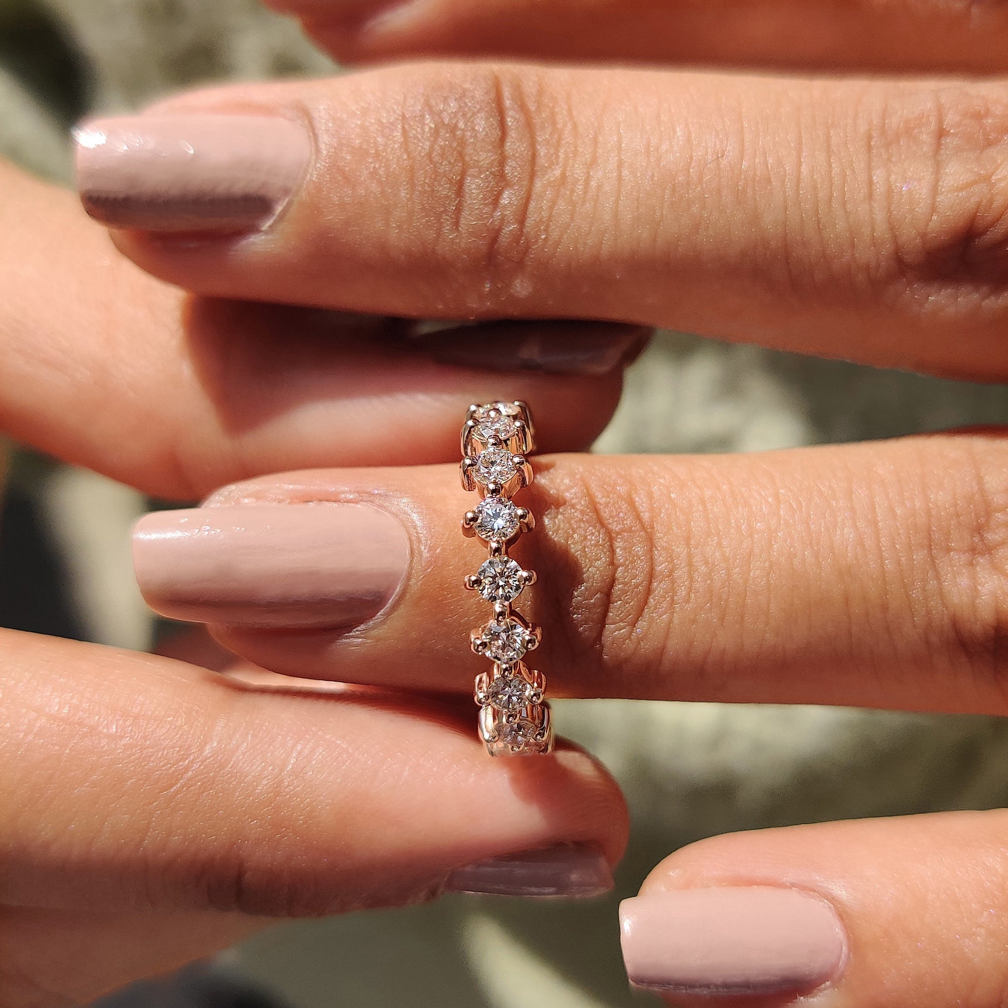 Secure Compass Prong Round Diamond Eternity Wedding Band