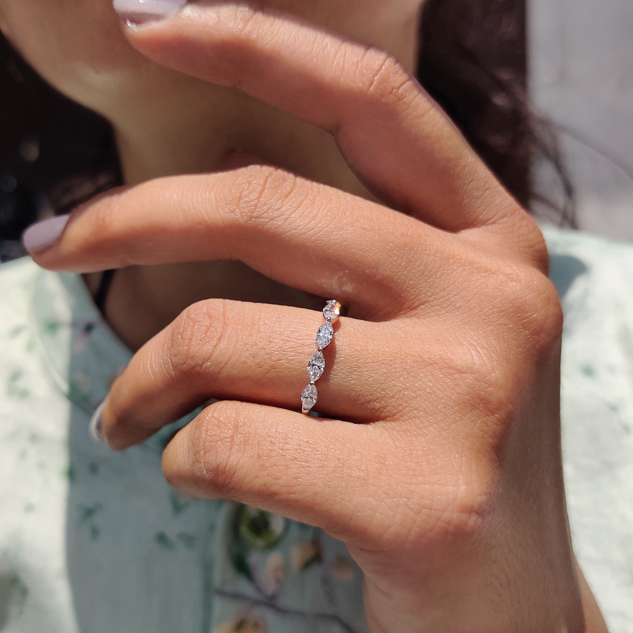 Half Eternity Marquise Diamond Wedding Band