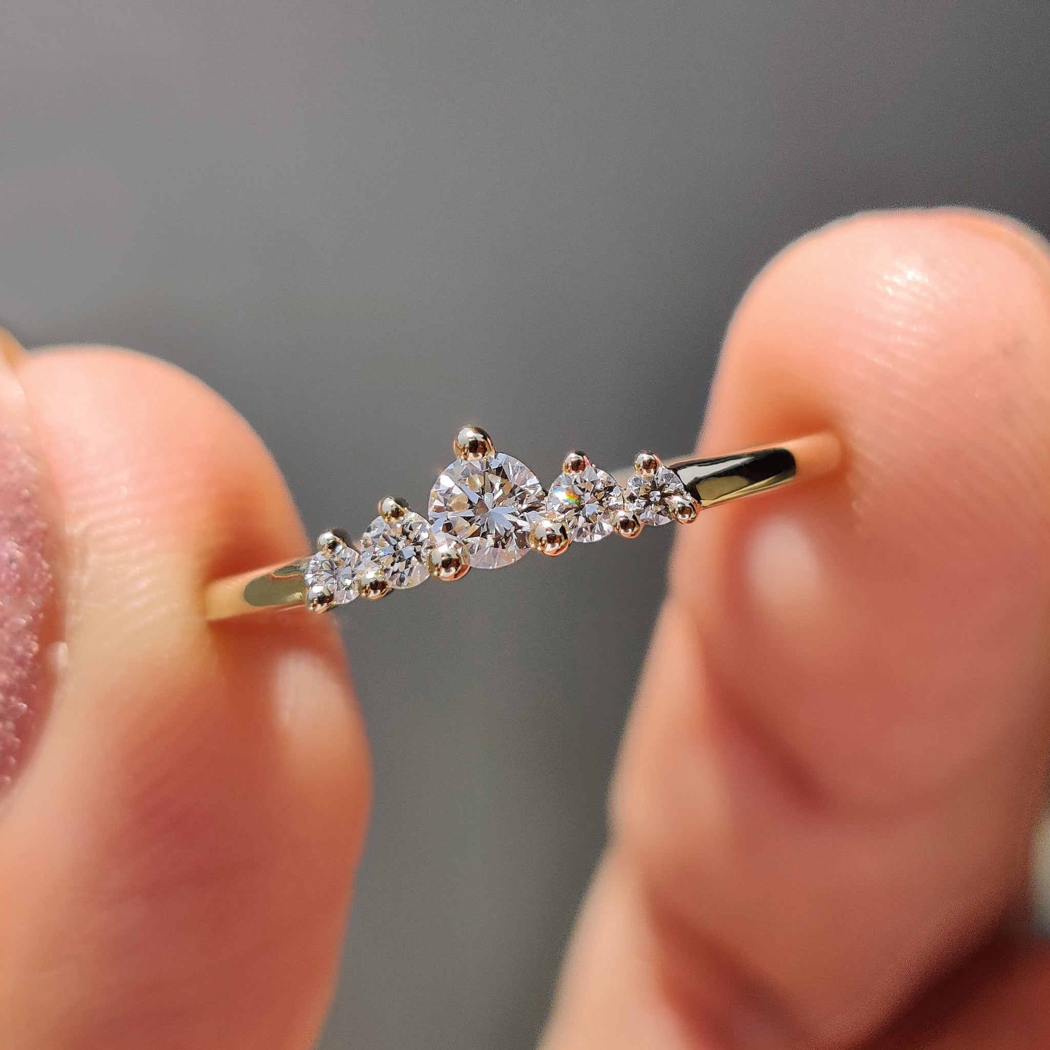 5 Stone Wedding Band - Round Diamonds