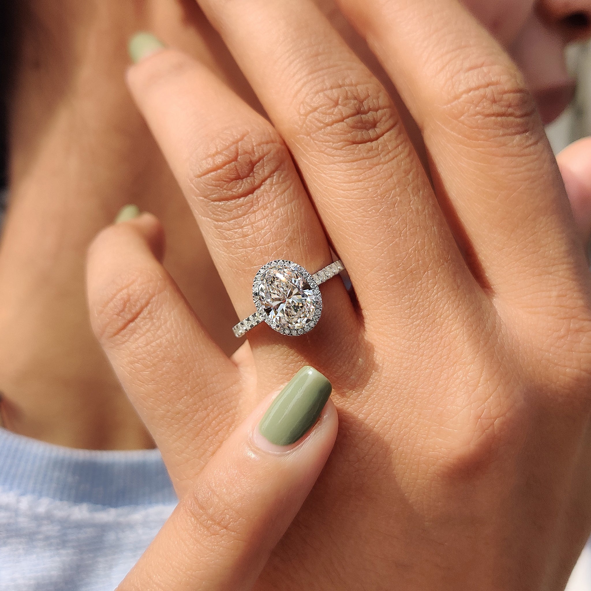 Oval Diamond Ring with Halo Style
