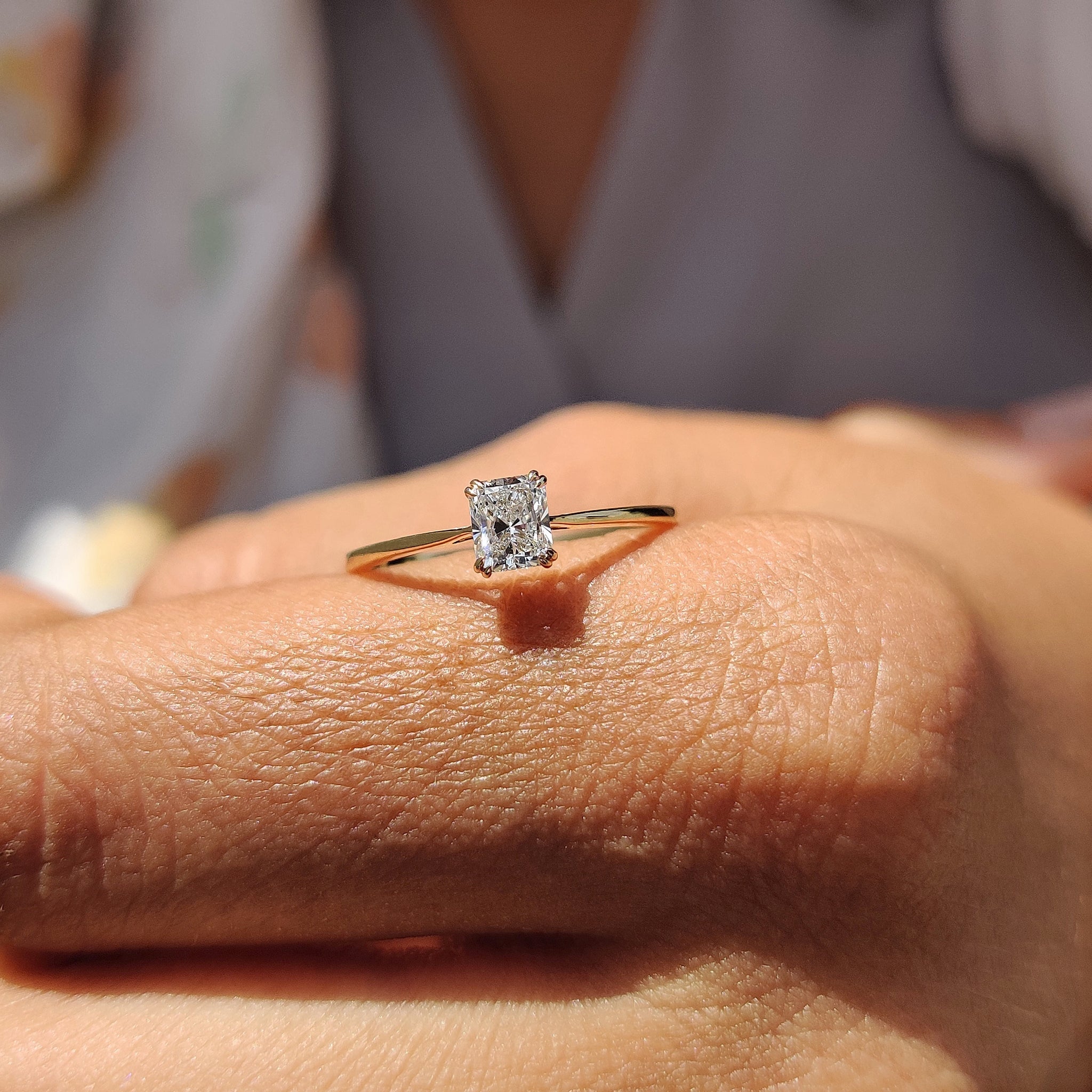 Square Radiant Cut Diamond Ring In Yellow,Rose,White Gold