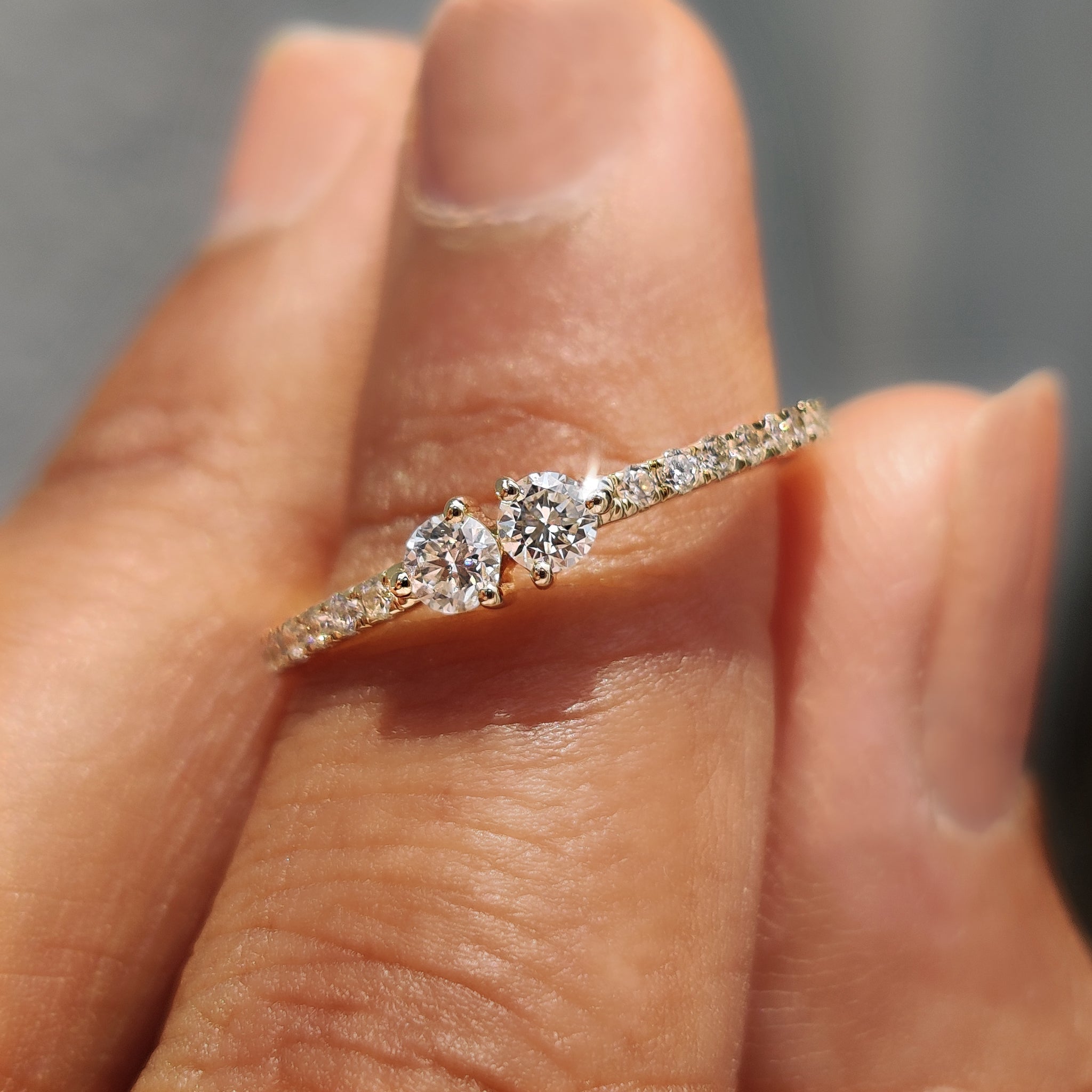 Yellow gold eternity band with sparkling round diamonds.
