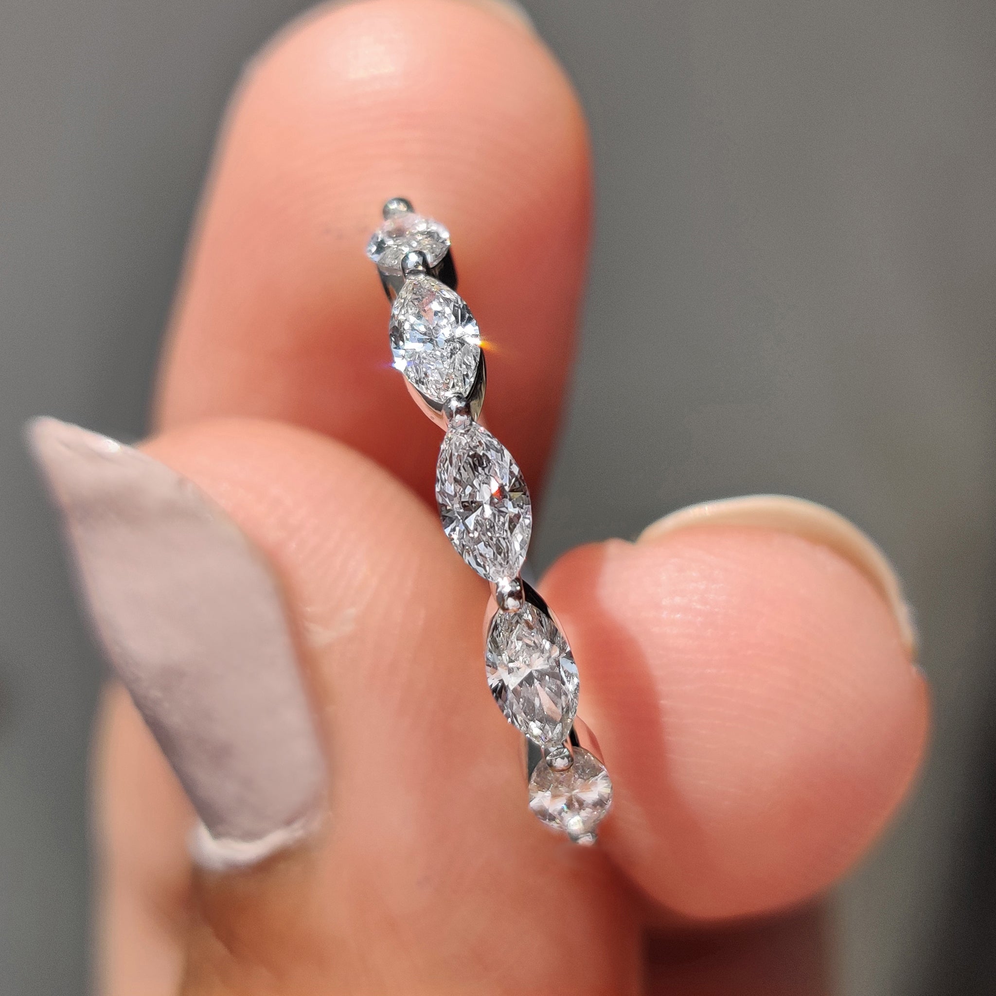 Half Eternity 5 Stone Wedding Band In white Gold