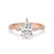 Pear cut diamond ring featuring a delicate distance pave ring design.
