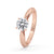 Round Cut Diamond Ring set in a beautiful prong setting with rose gold.
