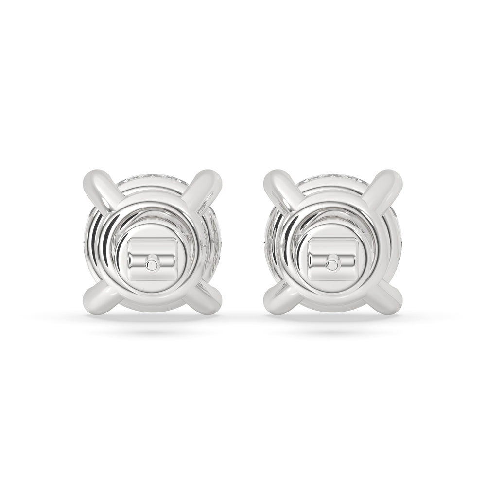 White gold stud earrings featuring push back earrings for ease of wear.
