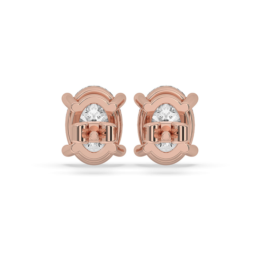 Diamond stud earrings crafted with lab grown diamonds and rose gold.
