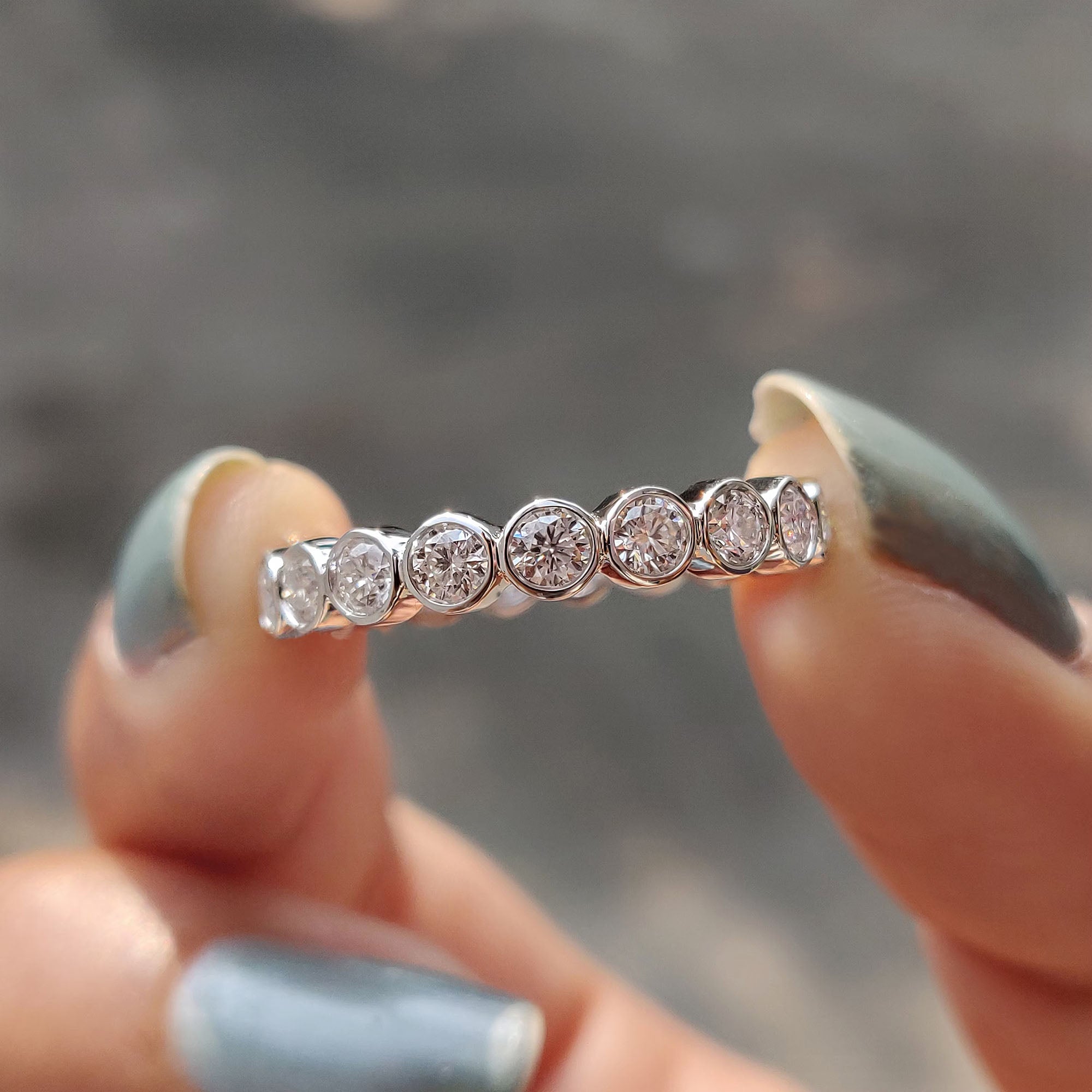 Bezel Wedding Band - White Gold