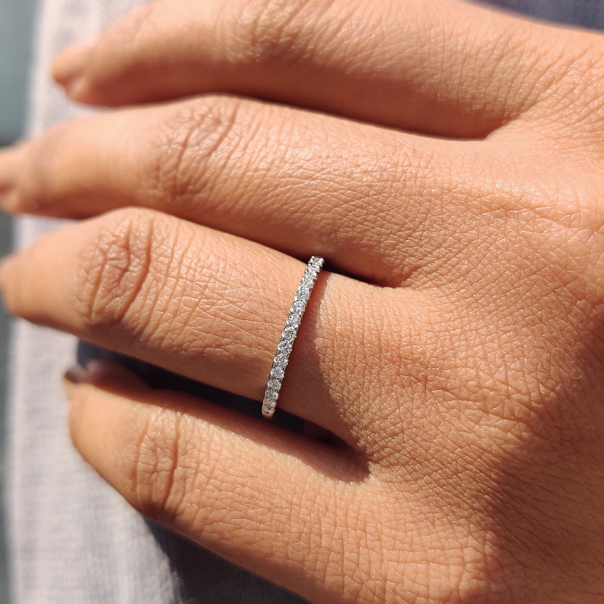 Bezel Set Wedding Band – Round Cut Half Eternity