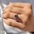 Royal Dark Blue ring in cathedral setting engagement ring