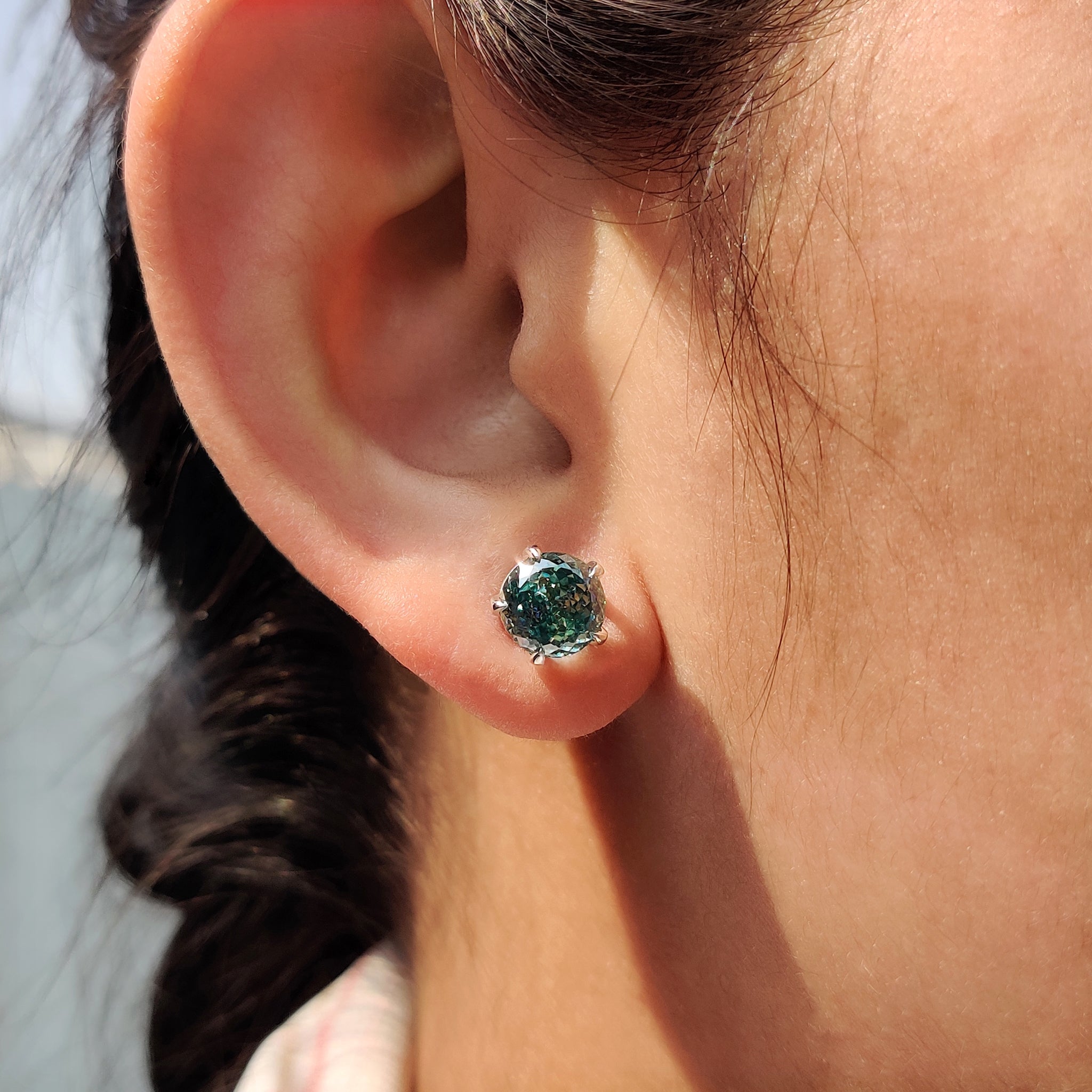 Stud earrings crafted using Portuguese cut earrings in Moissanite Earrings style.
