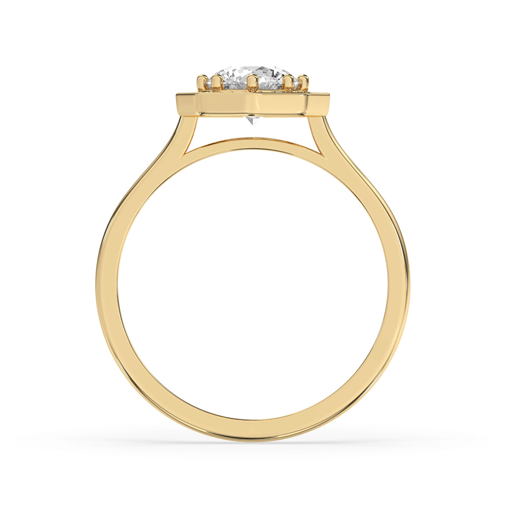 Halo diamond engagement ring with 8 prong ring setting, highlighting handmade jewelry with carat diamonds.