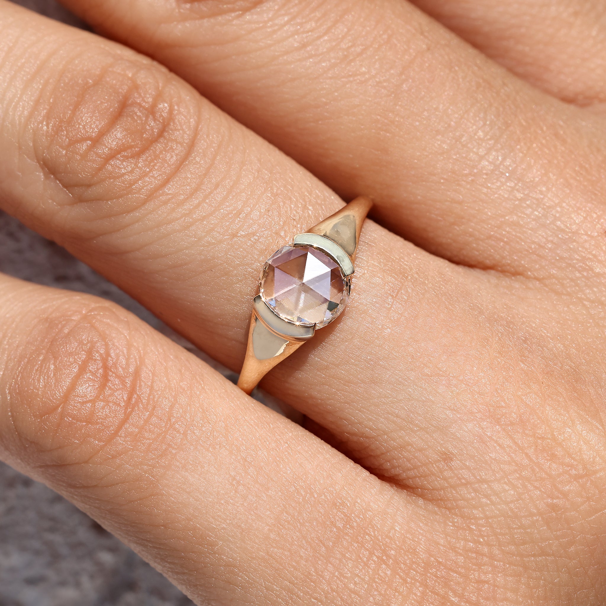 Handmade solitaire diamond engagement ring.
