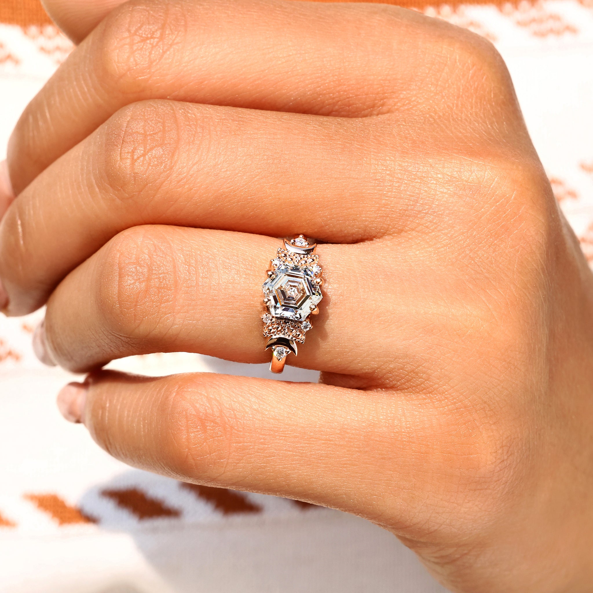 Milgrain and four prong setting diamond ring.
