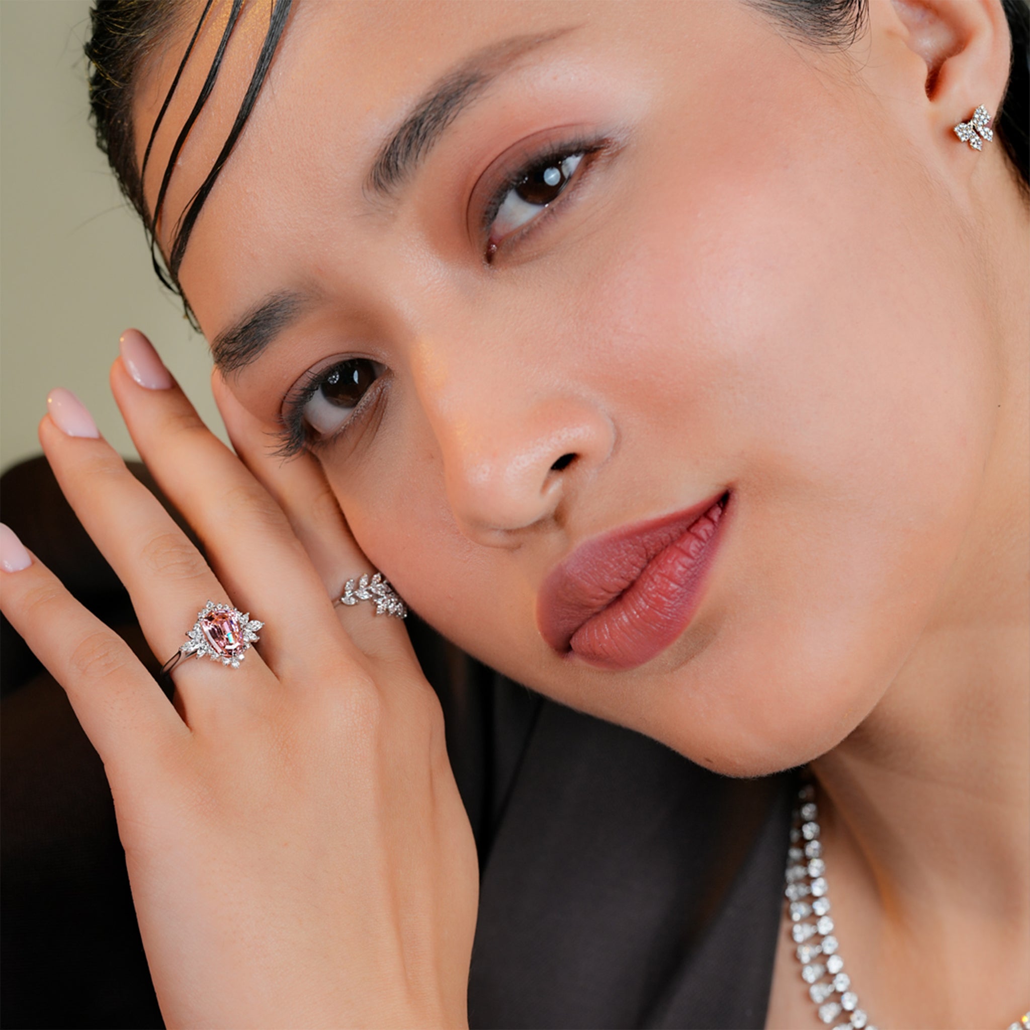 Shield Cut Pink Gemstone Ring