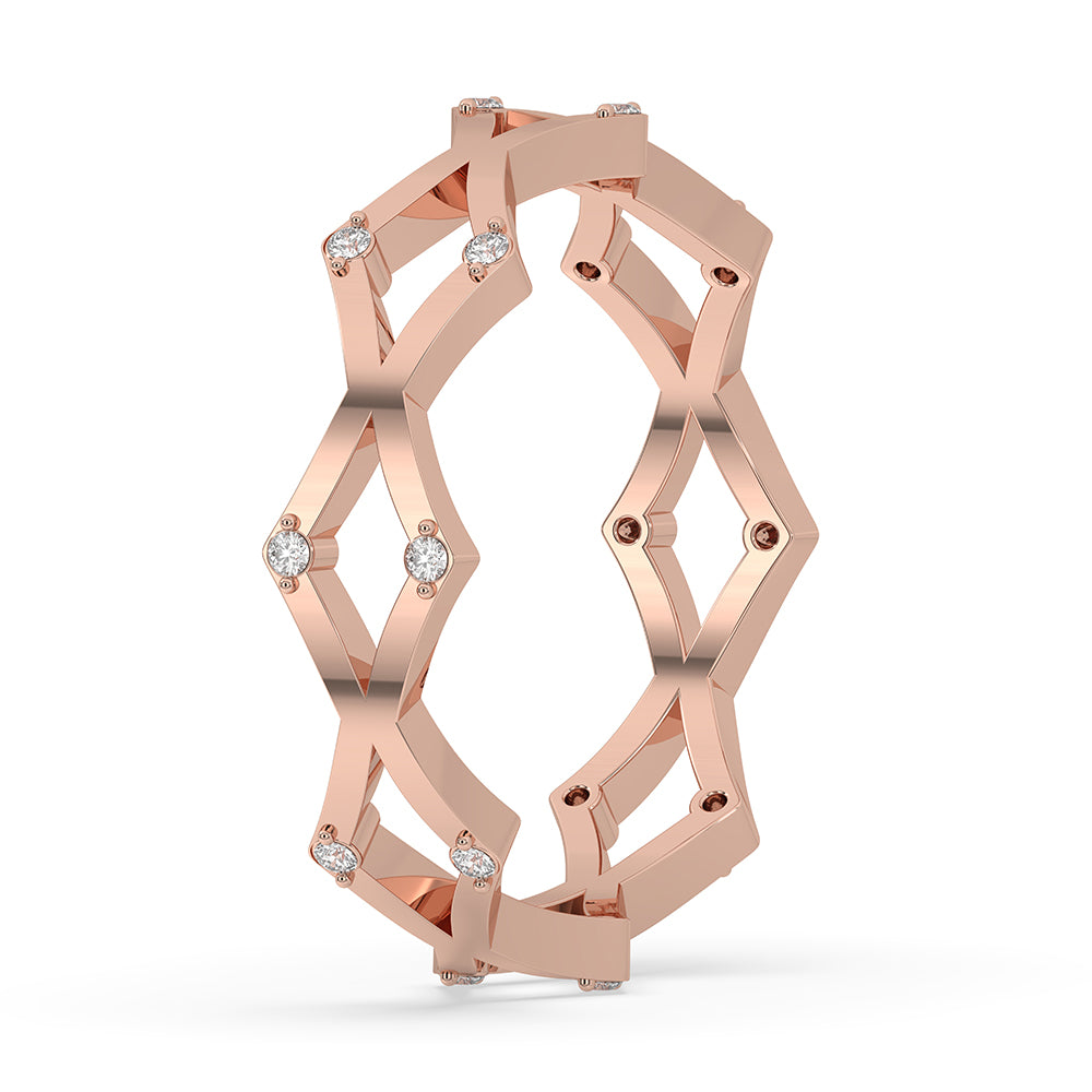 Band cross over created as Criss Cross Band with Lab Grown Diamond.
