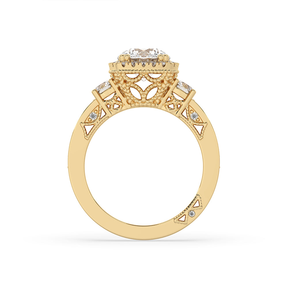 Carat Diamonds engagement ring in an art deco style with custom setting.
