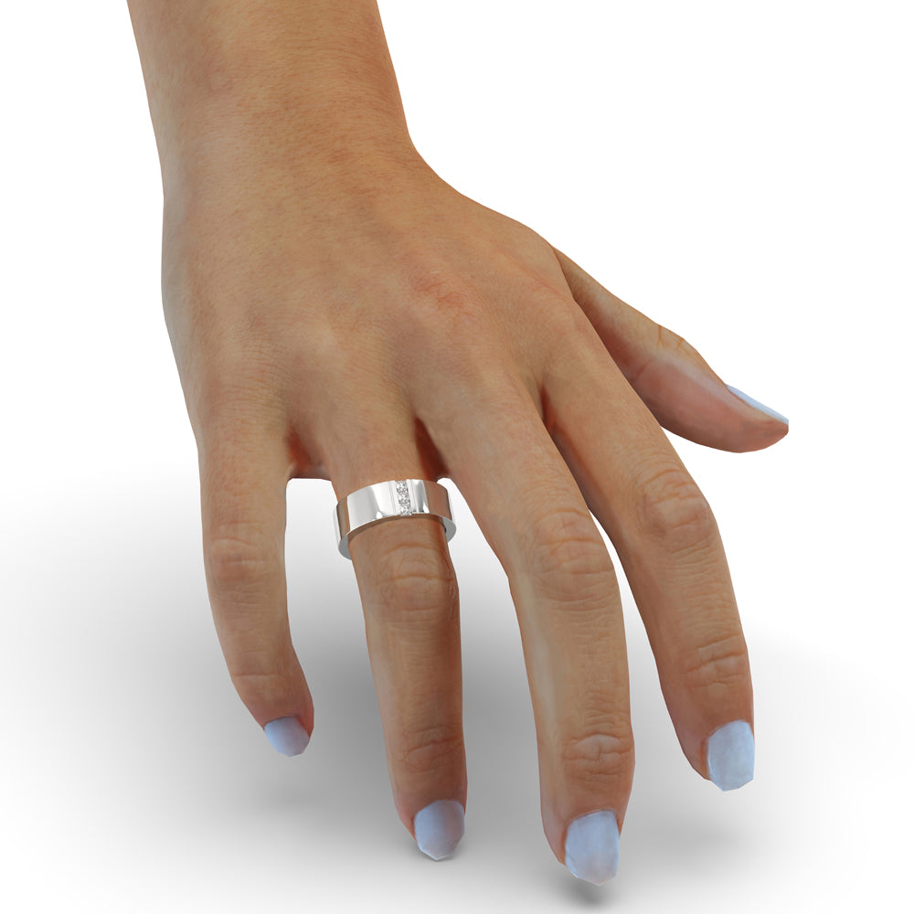 Wire Matte Finish Rings Round Matte Finish Three Stone Diamond Ring