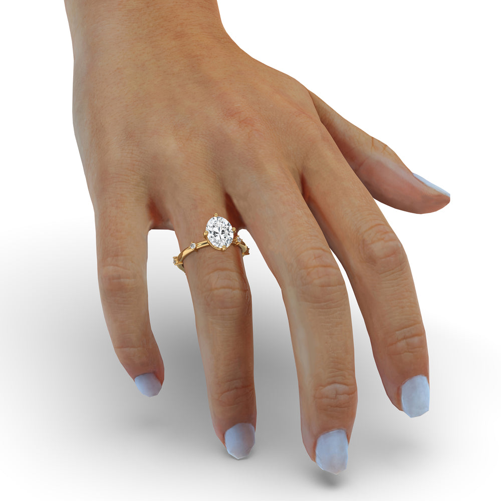 Oval shaped ring with a rose gold oval diamond ring design and Lab Grown Diamond for eco-friendly luxury.