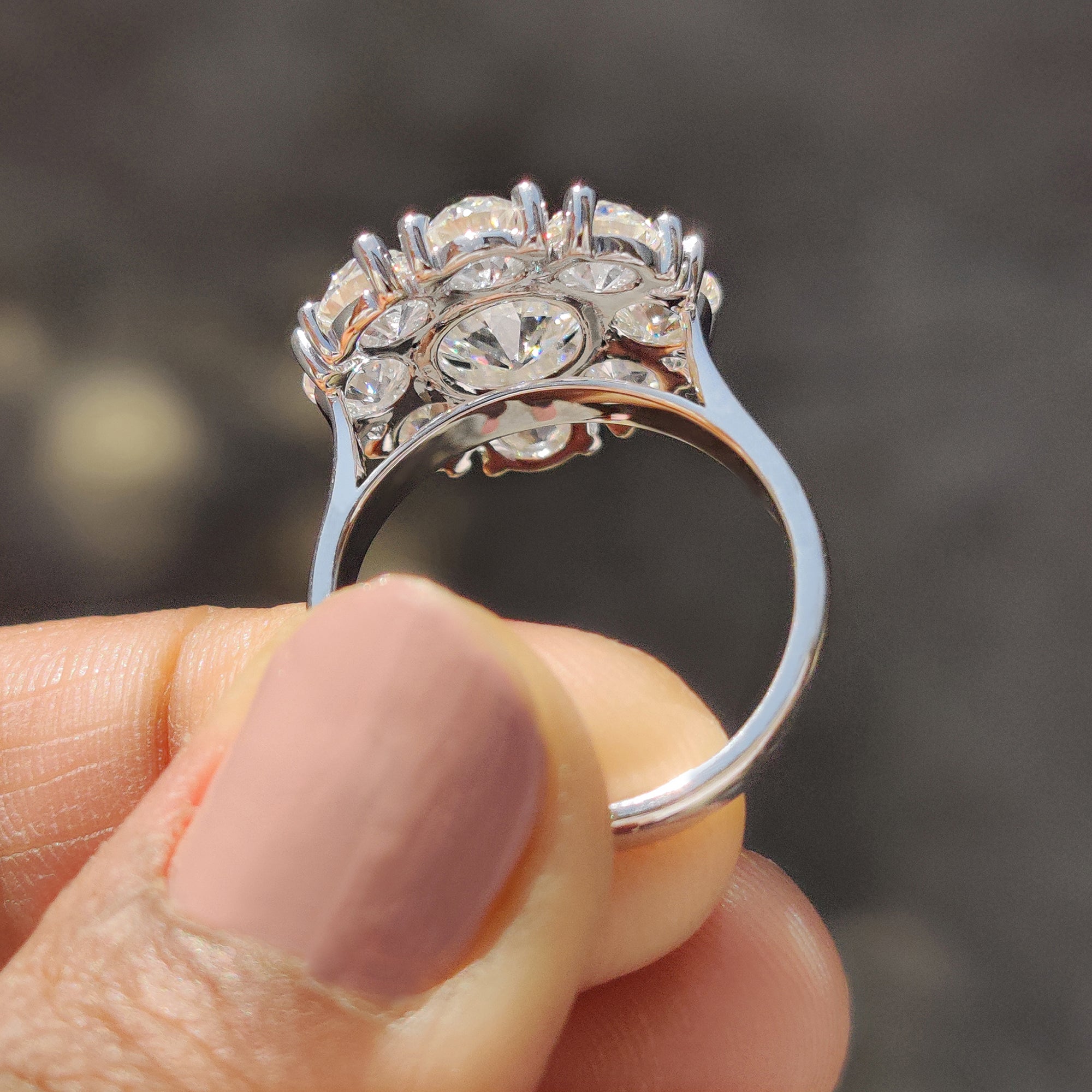 Moissanite round prong setting engagement ring