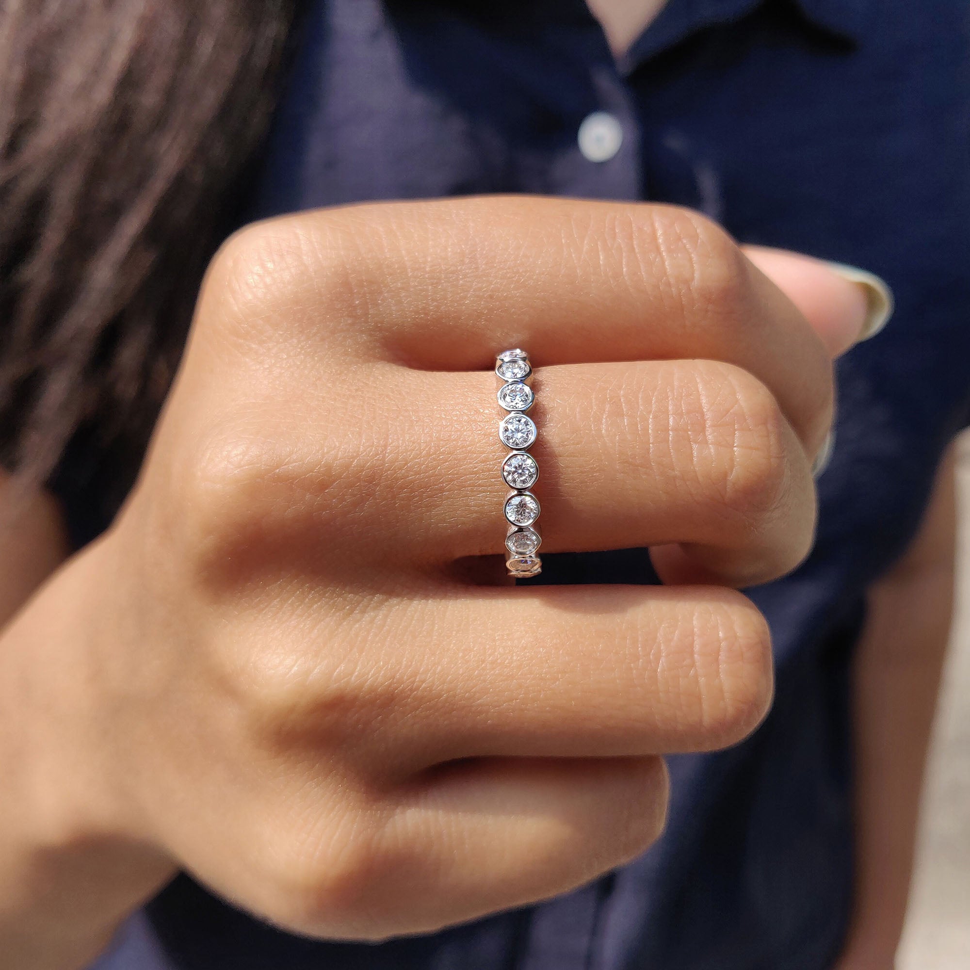 Bezel Wedding Band - White Gold