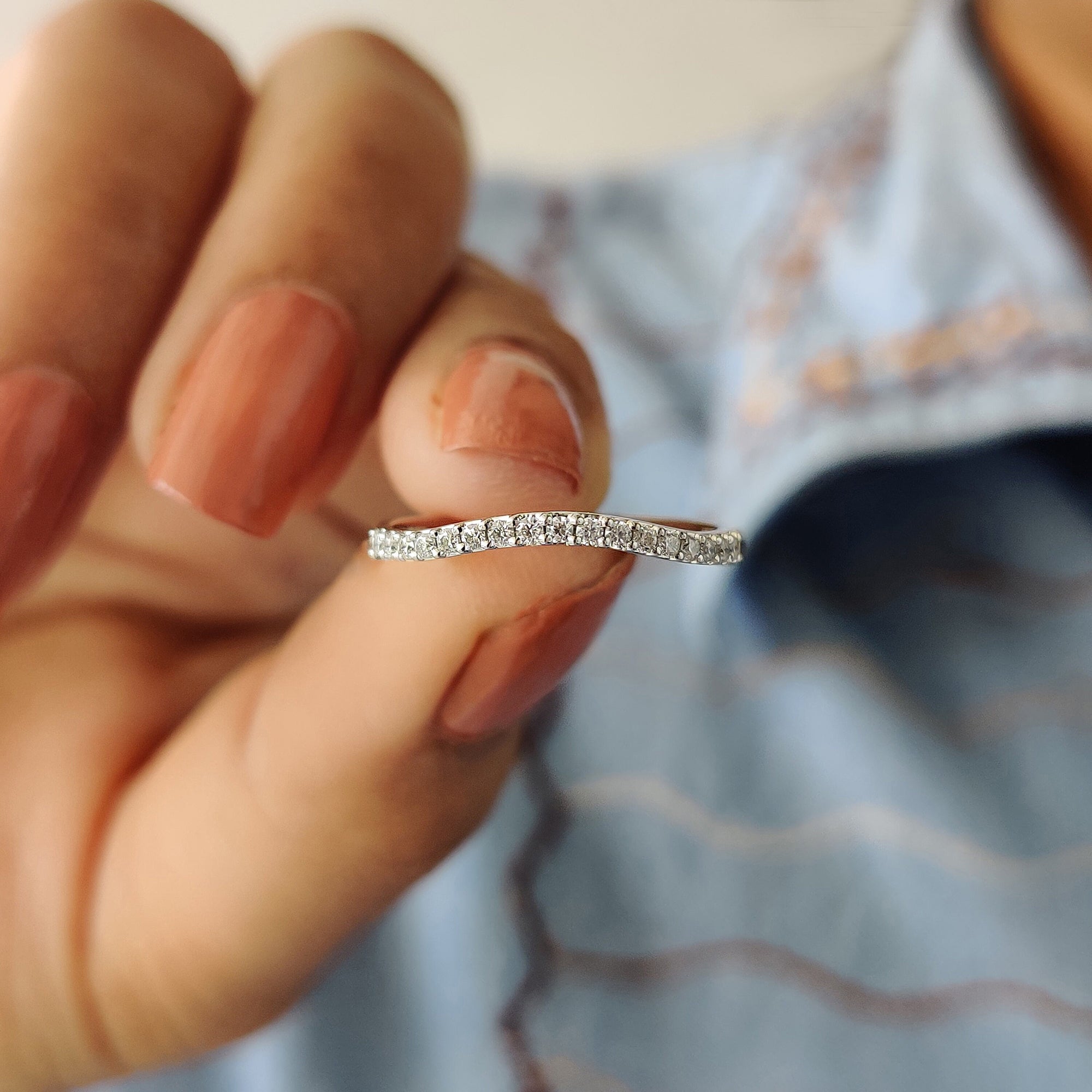 Curved Wedding Band designed to fit perfectly with engagement rings.
