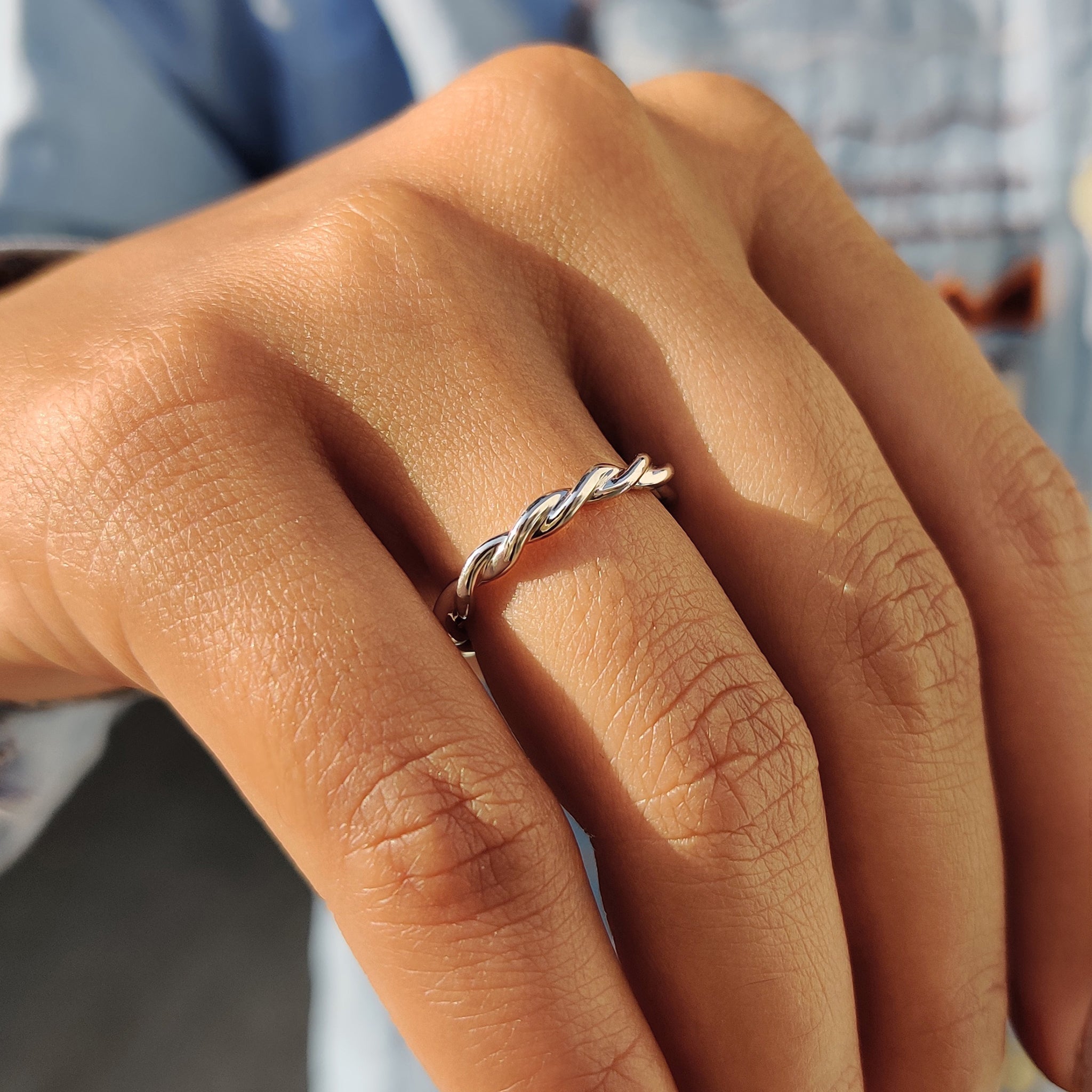 The white gold wedding band is a stunning choice with a handmade band.
