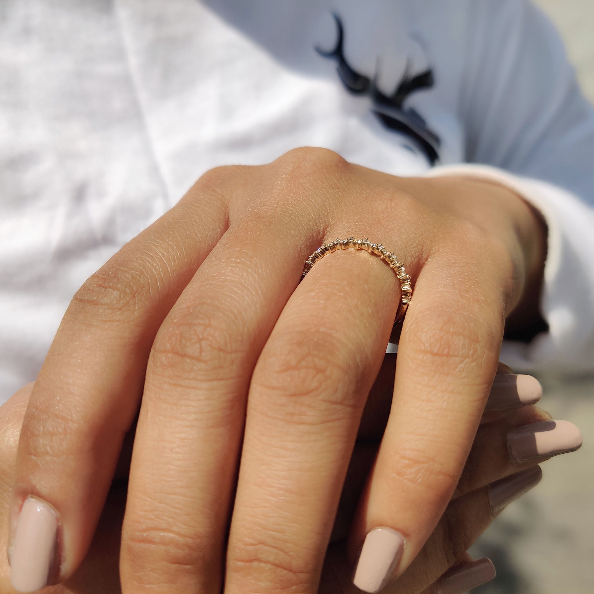 Half Eternity Band - Zig Zag Style