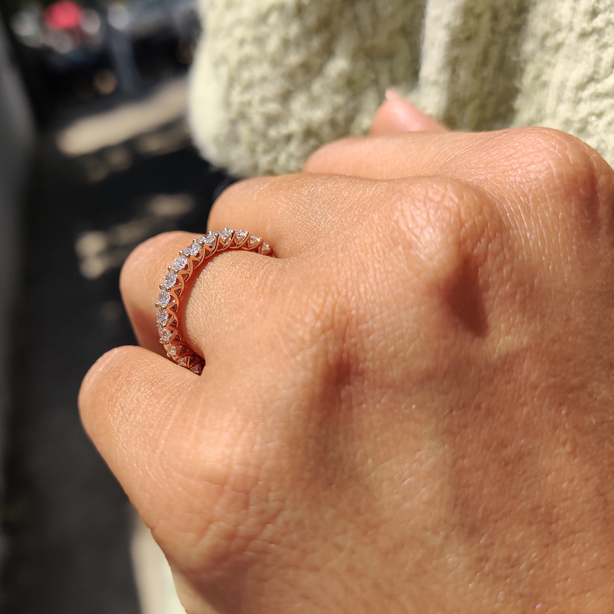 Buy wedding band in rose gold with full eternity setting
