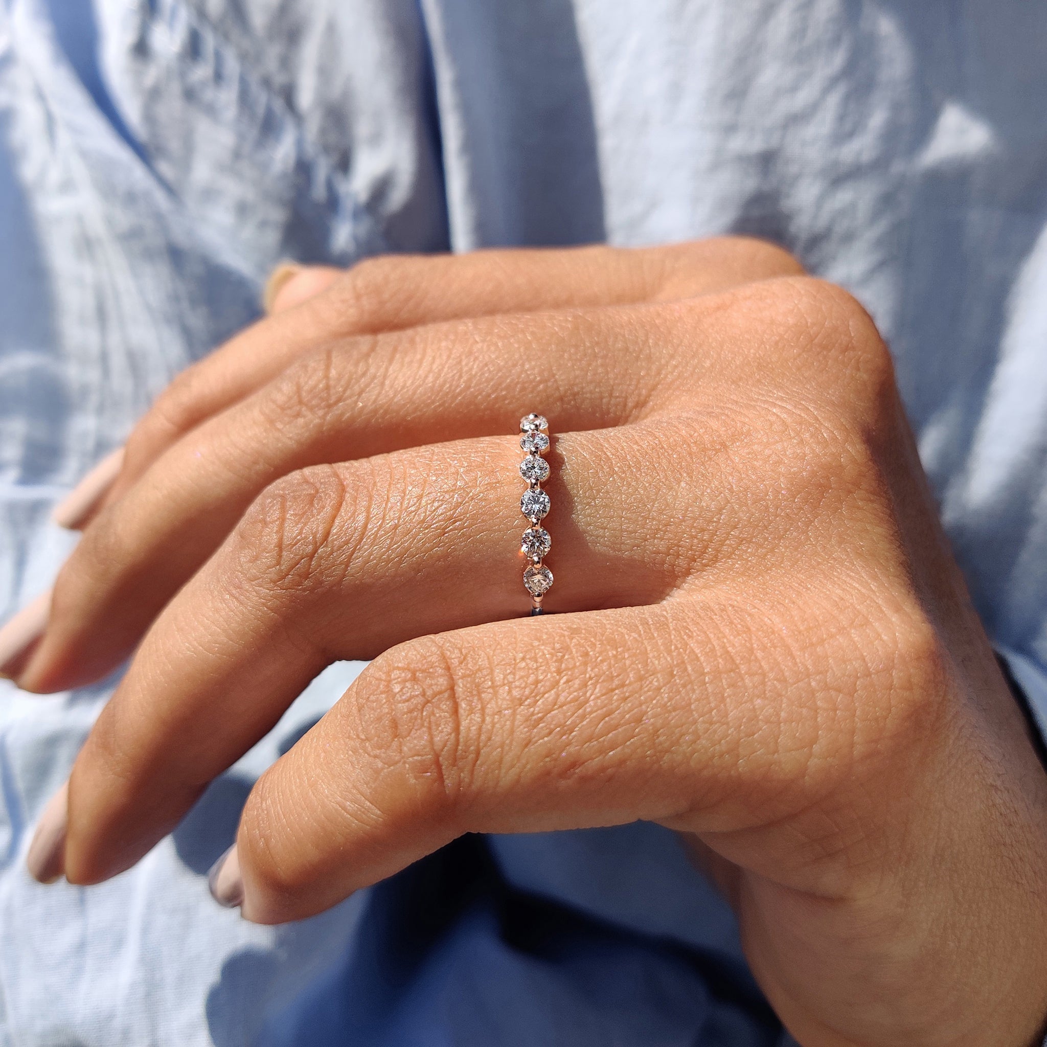 Shared Prong Eternity Band In Rose Gold