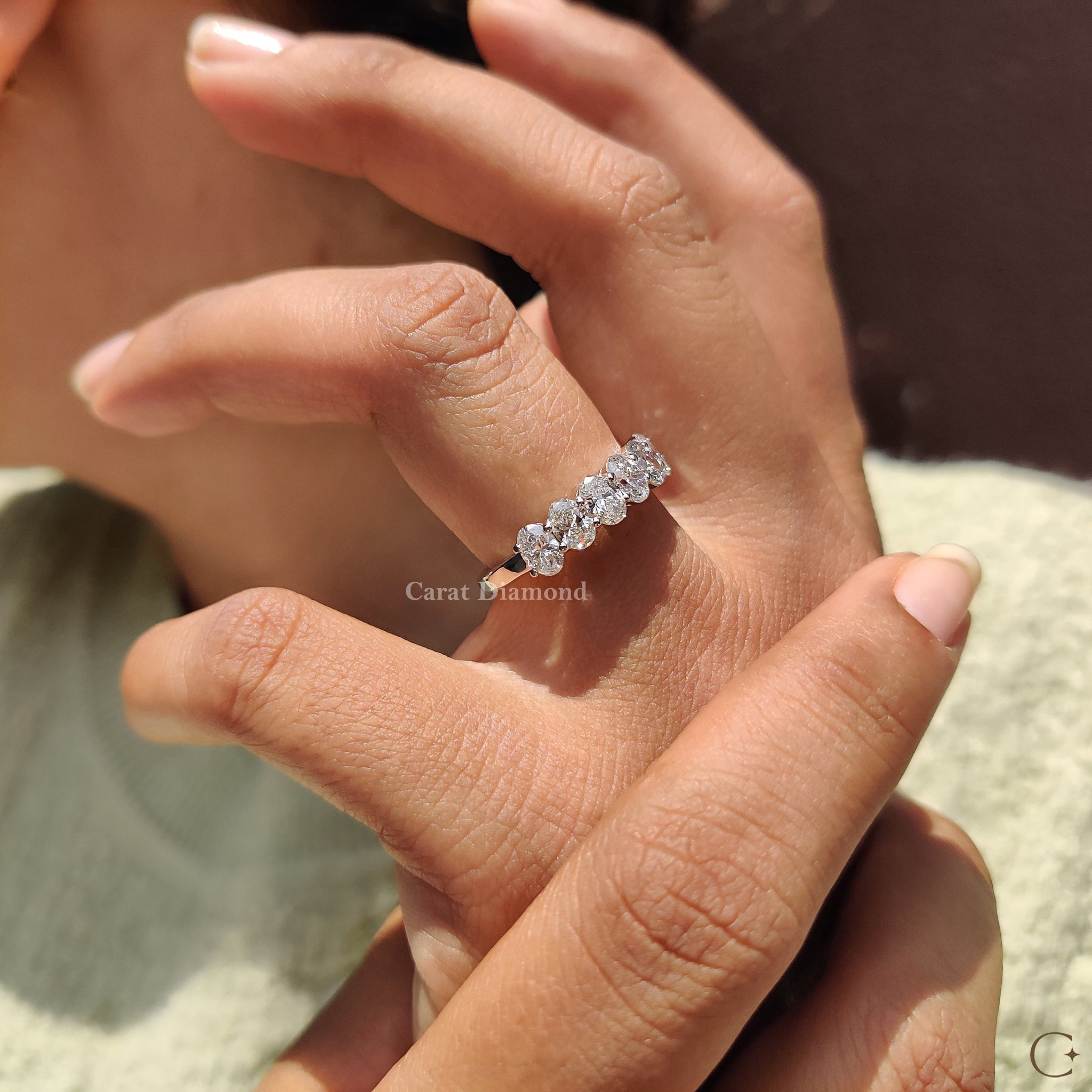 Lab grown diamond band for modern brides.
