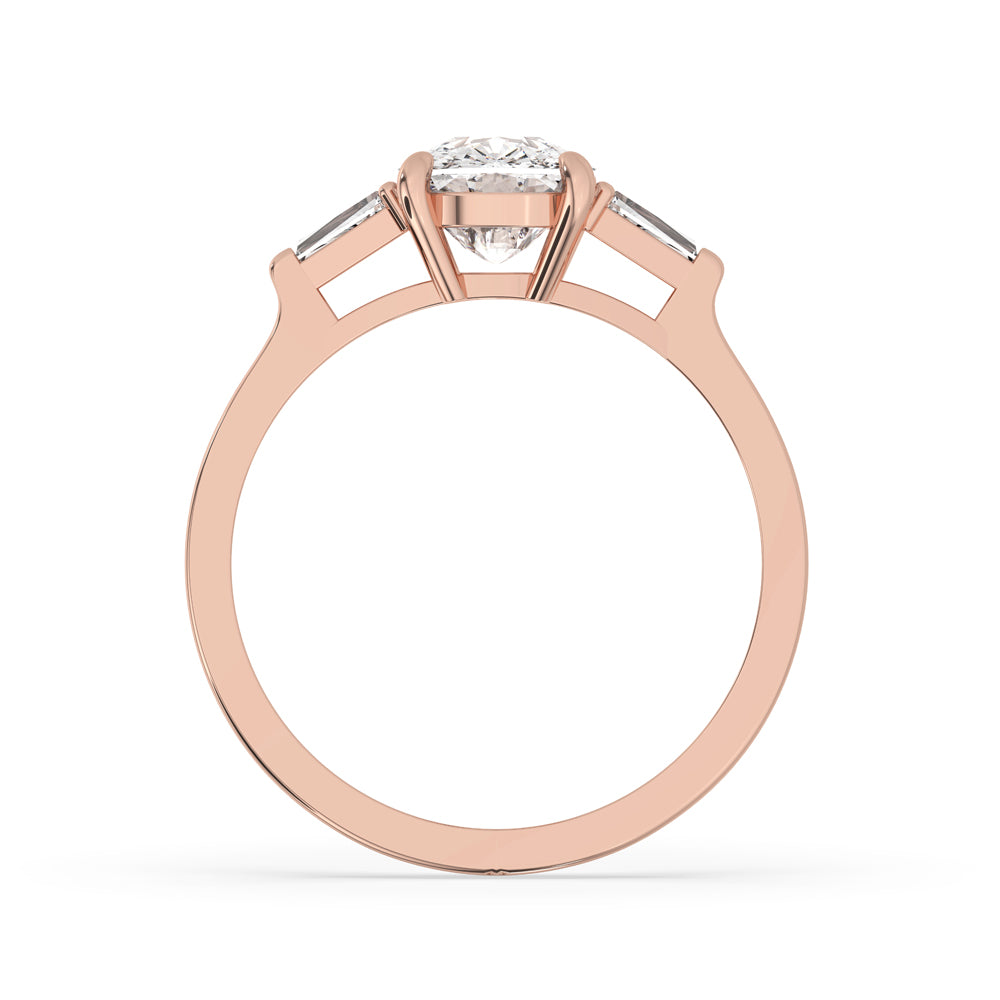 Elegant cushion cut engagement ring with claw prong setting, 3 diamond engagement ring, handmade ring