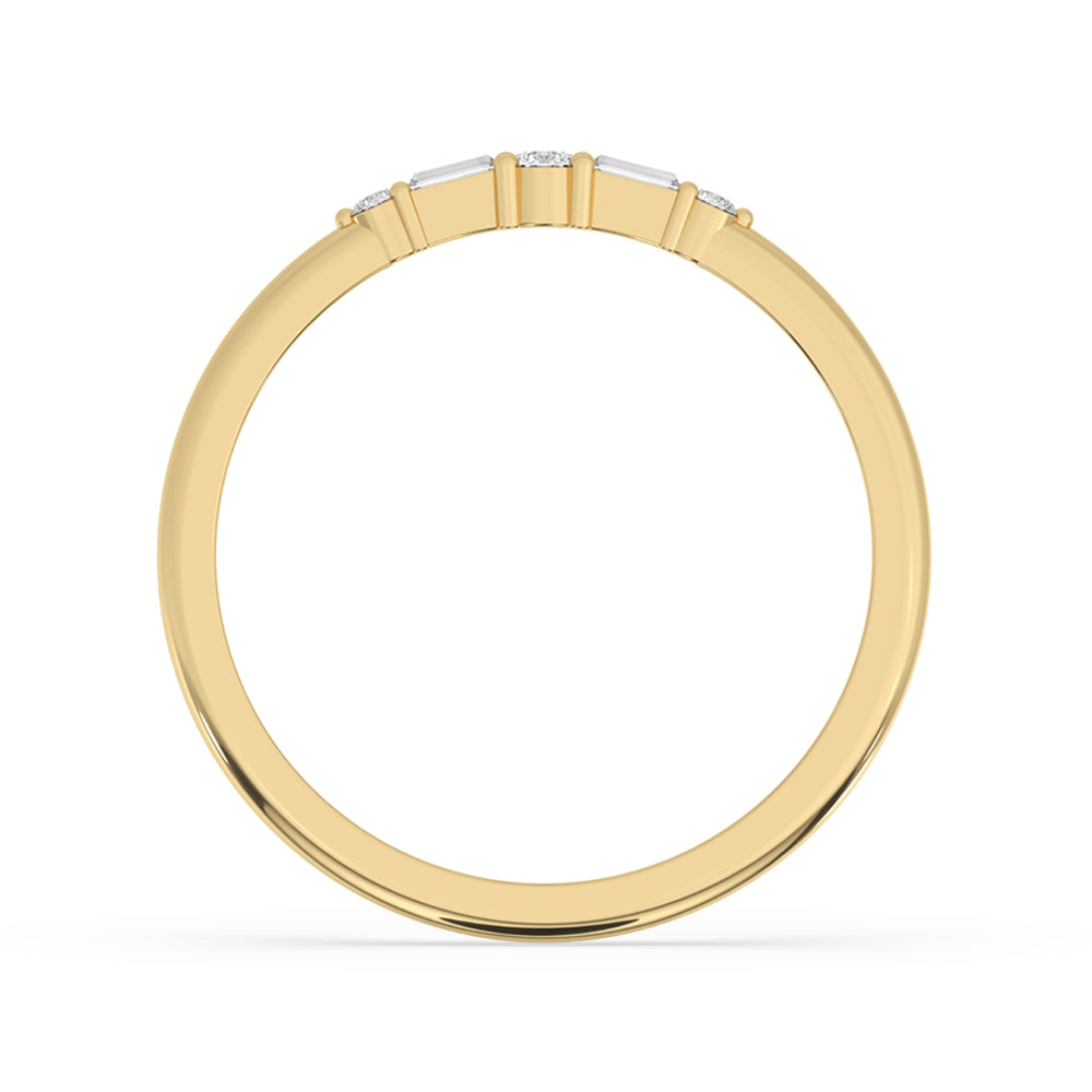 IGI certified 5 stone diamond band showcasing lab grown diamonds in a modern design.
