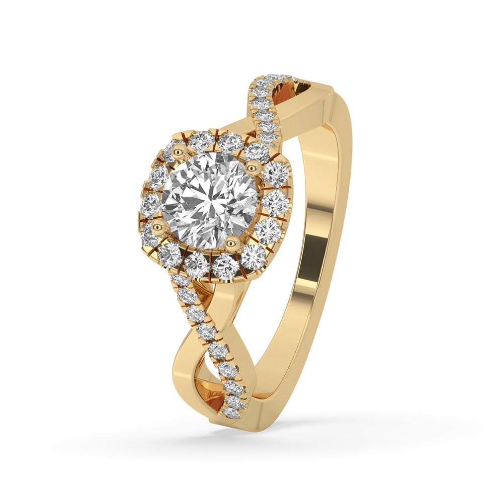 Gorgeous round halo diamond ring crafted with a 4 prong diamond ring and Lab Grown Diamond, ensuring timeless beauty and quality.
