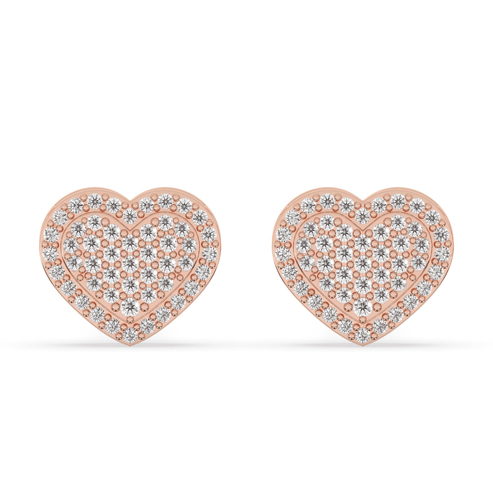 Heart diamond earrings with a sparkling lab grown diamond.

