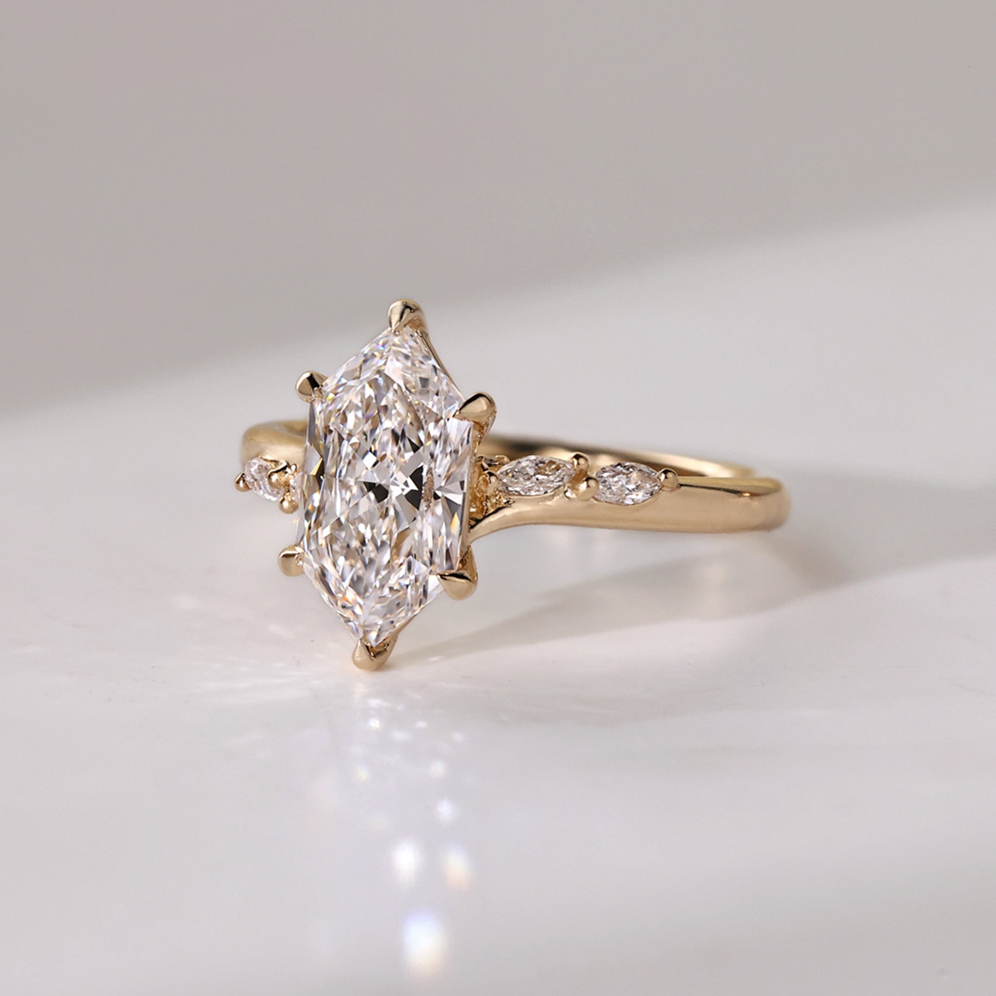 Dutch Marquise Diamond Engagement Ring In Bridge Accent