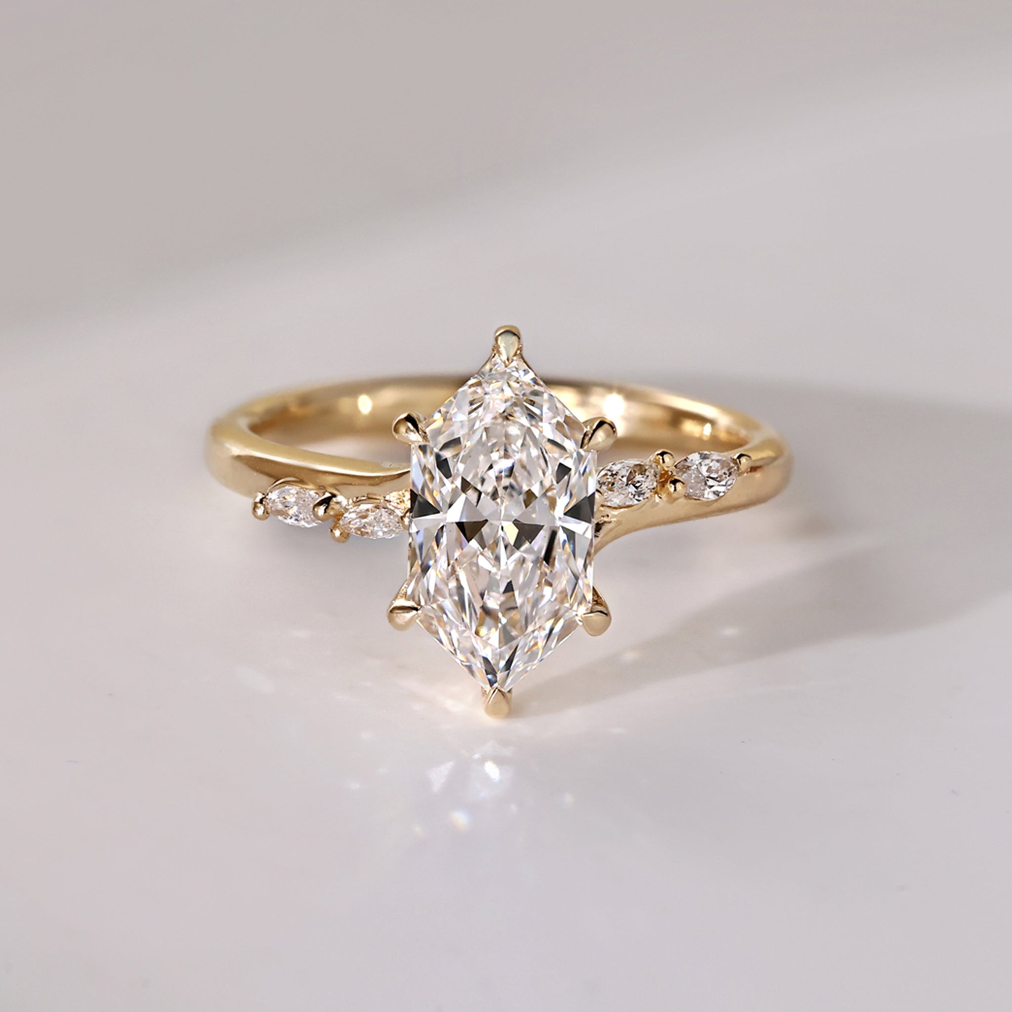 Dutch Marquise Diamond Engagement Ring In Bridge Accent