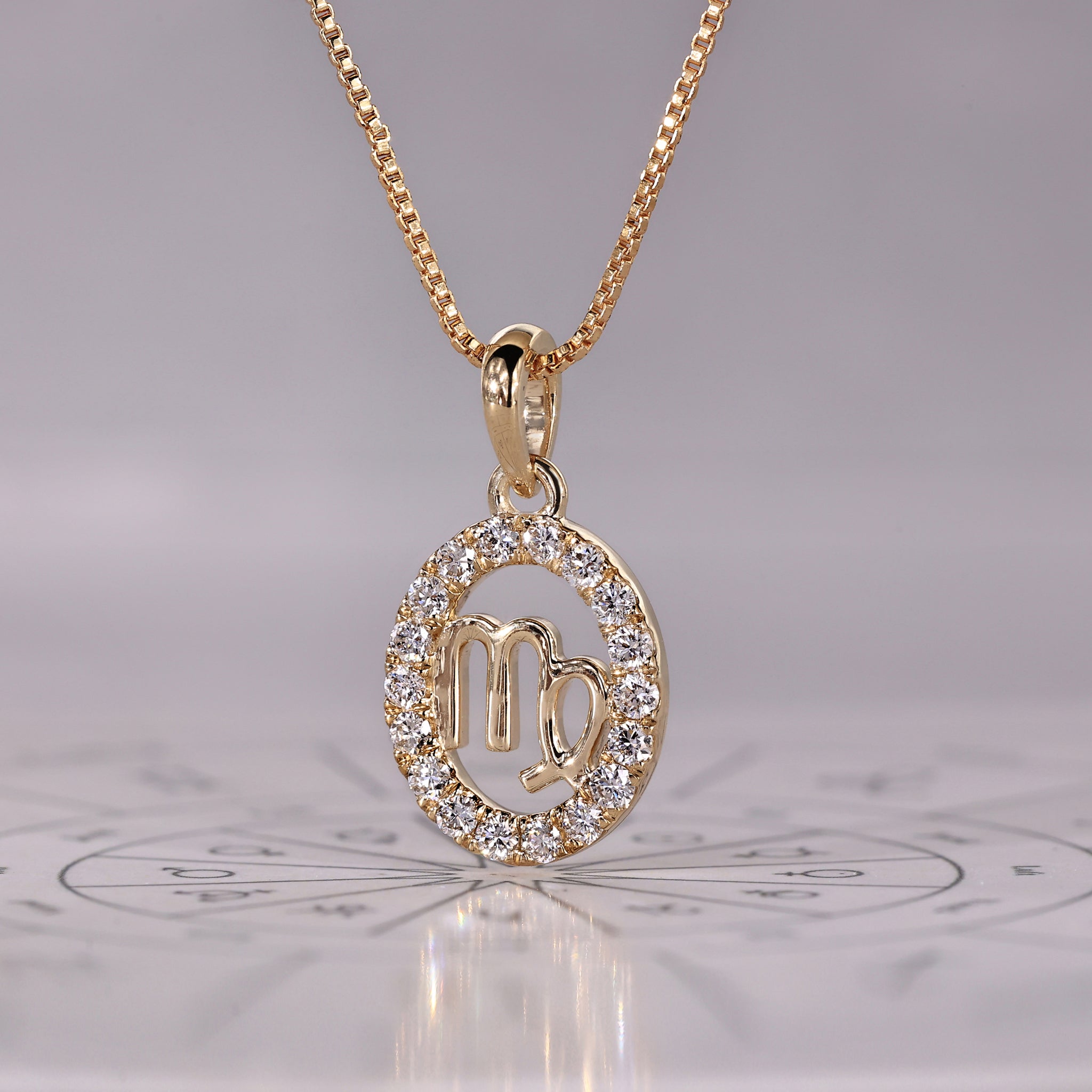 Handmade jewelry Virgo pendant with IGI certified lab grown diamond.