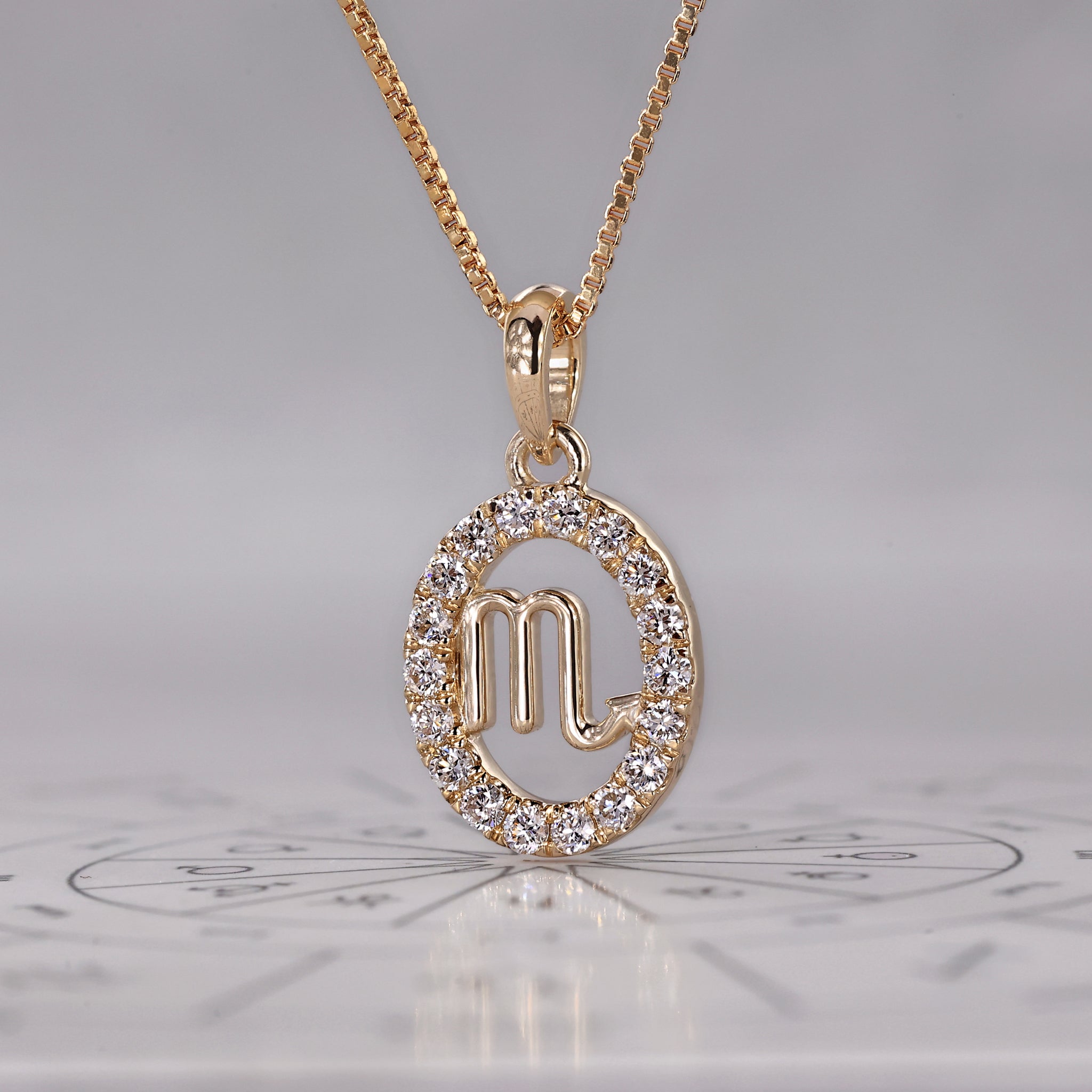 Handmade Scorpio zodiac pendant featuring astrology design and Lab Grown Diamond.