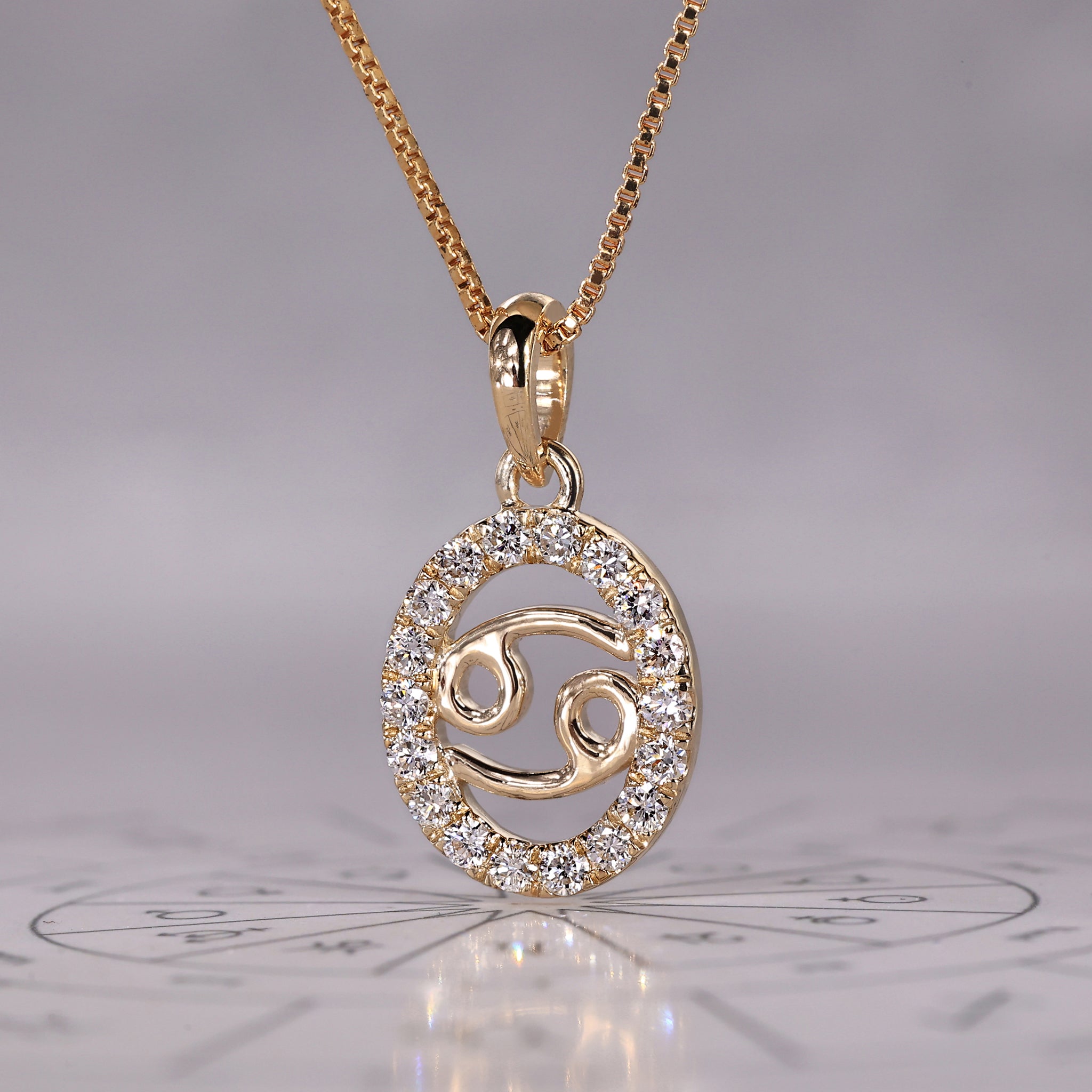Handmade jewelry Cancer pendant with IGI certified lab grown diamond.