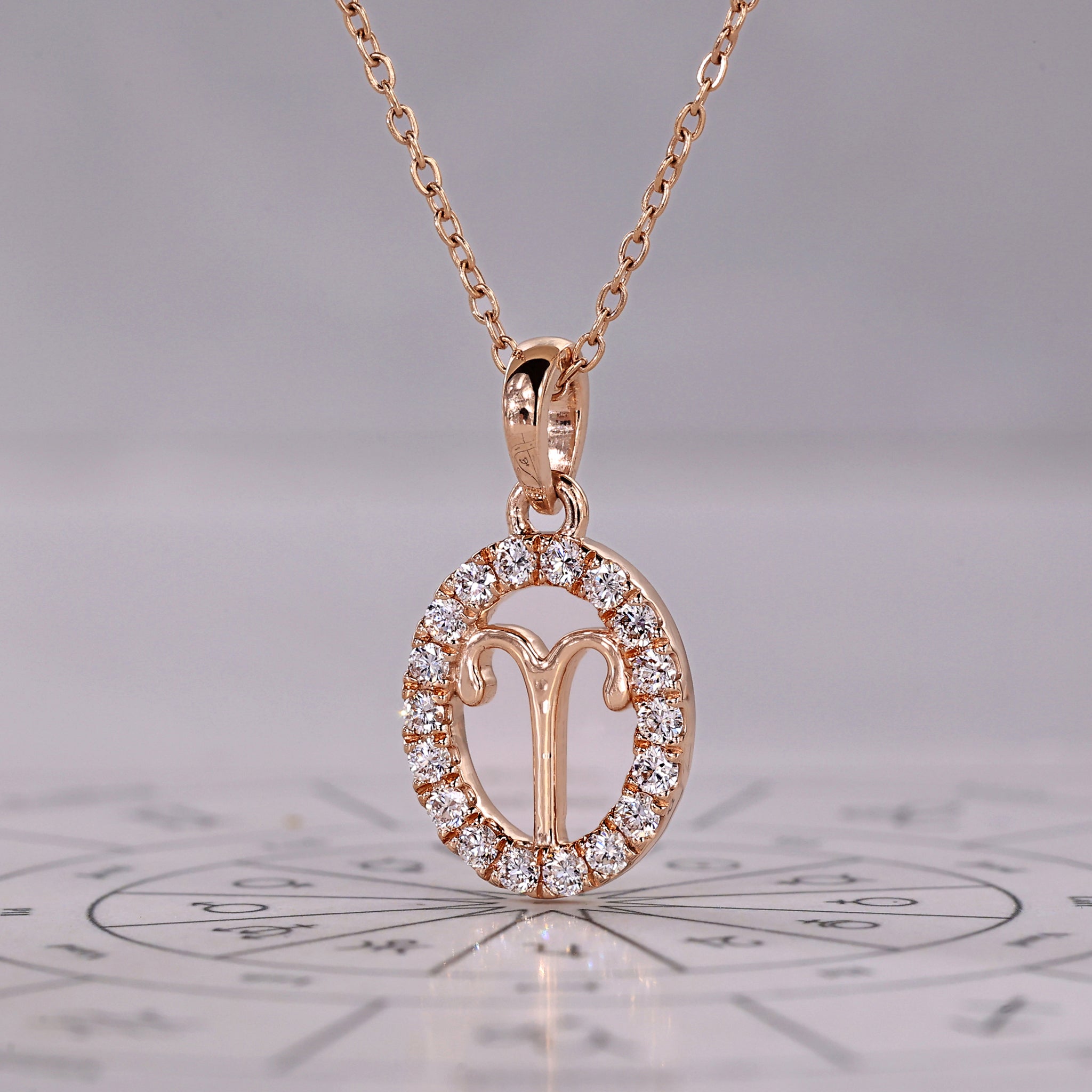 Handmade Aries zodiac pendant featuring astrology design and Lab Grown Diamond.