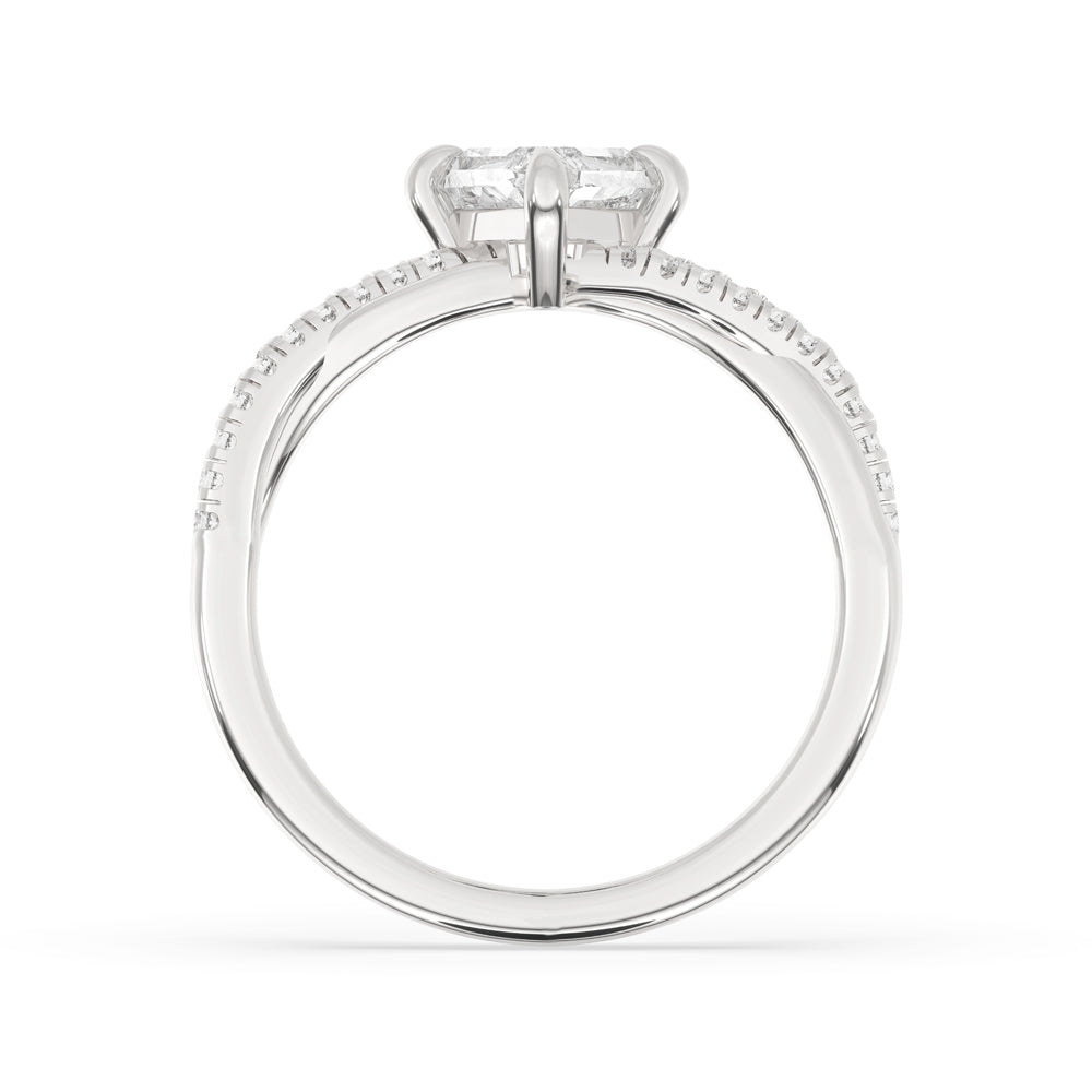 White gold and diamond ring featuring a pave wedding band, combining elegance and lab grown diamond brilliance.
