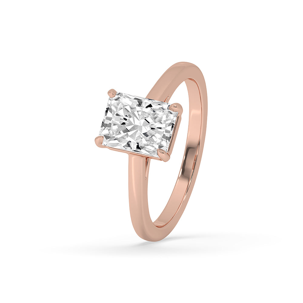 IGI certified radiant diamond ring crafted in a 4 prong setting.
