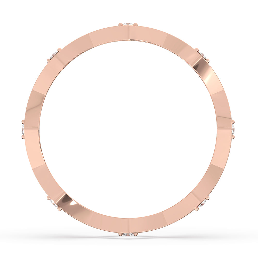 Zig zag wedding band paired with rose gold band from carat diamonds wedding band collection.
