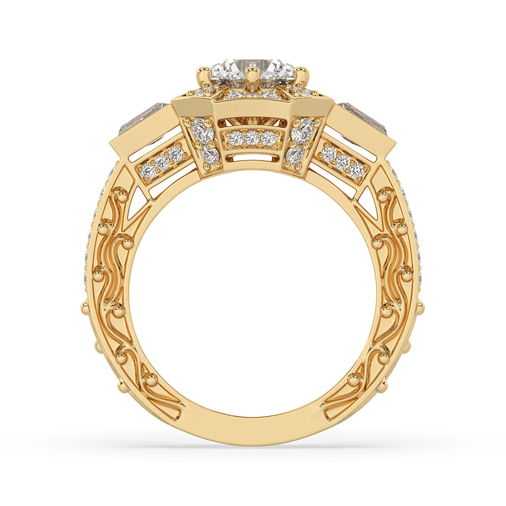 Diamond ring with vintage styling and IGI certified quality.
